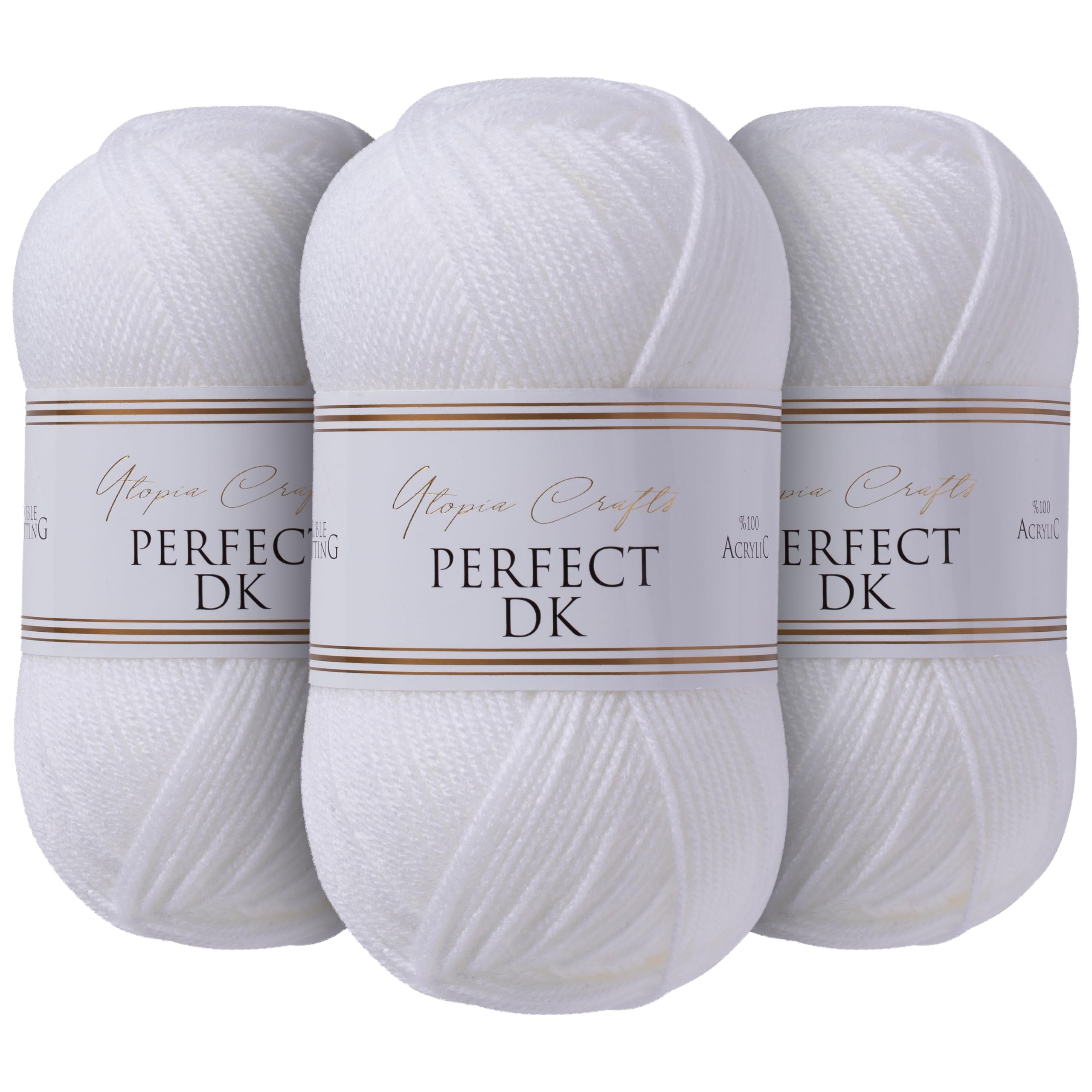 Utopia Crafts DK Double Knitting Yarn 3X 100g (White)