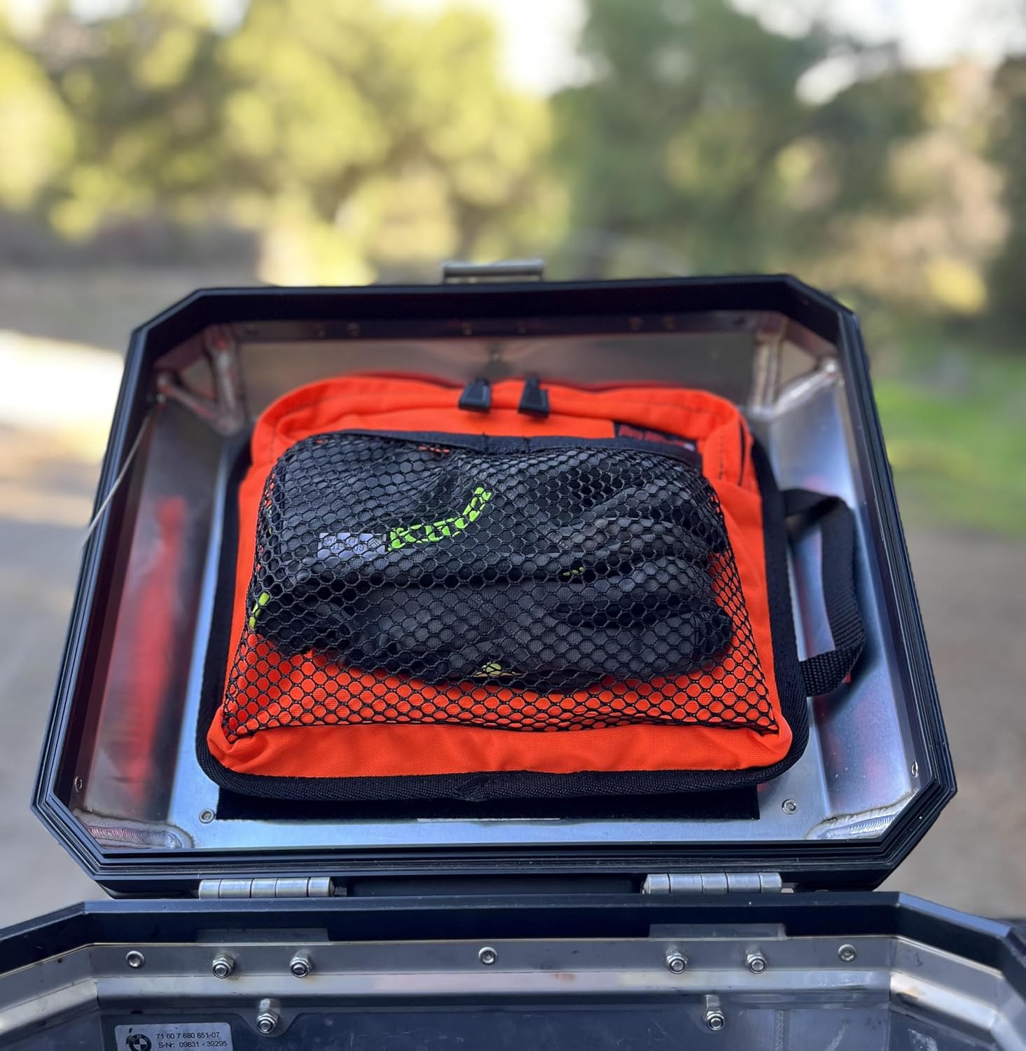 Moto Pockets Top Case Lid Bag Organizer for Motorcycle Top Boxes, Weather-Resistant, Hi-Viz Orange