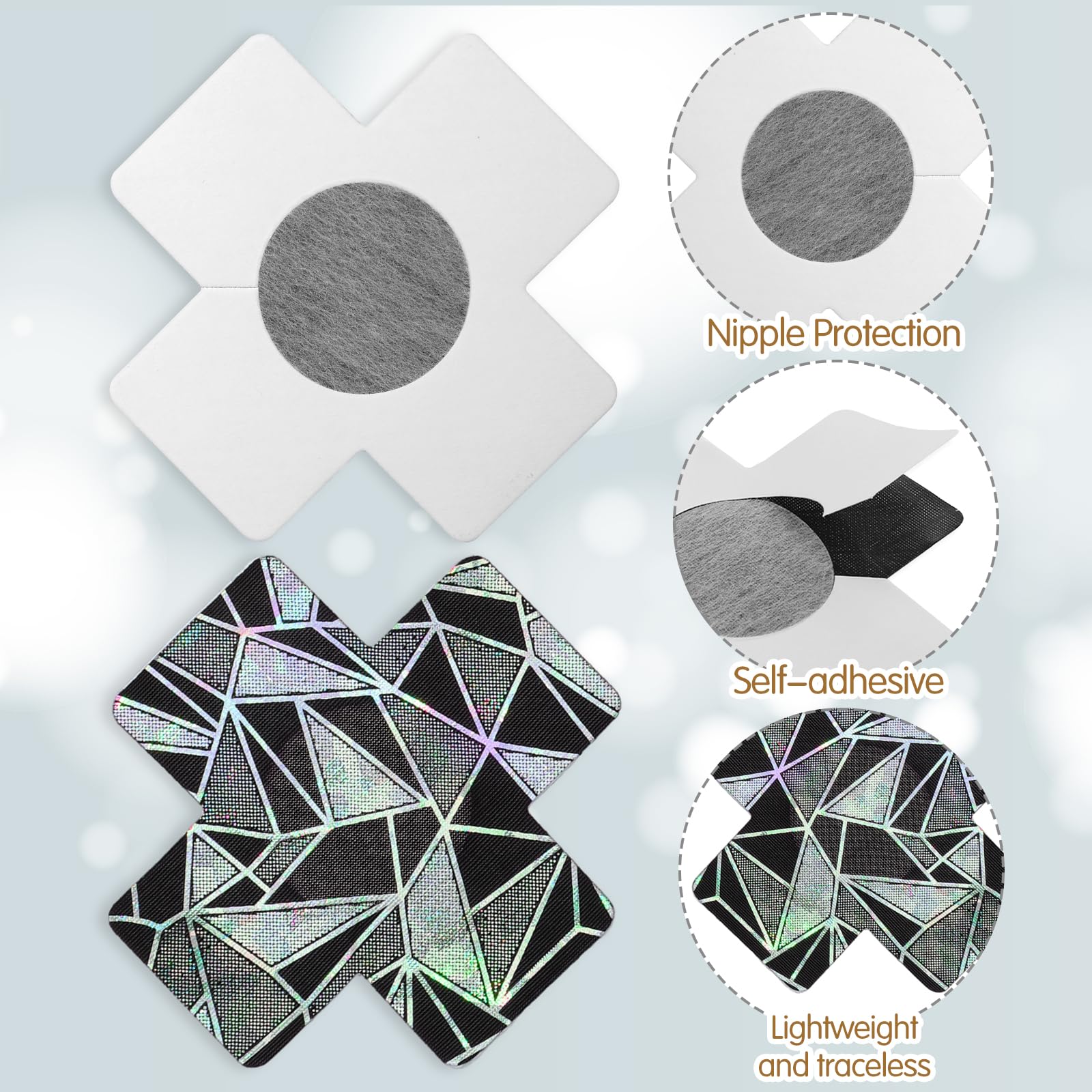 Nipple Stickers for Women, 12 Pairs Pasty Nipple Covers, Black Nipple Covers(12 Pairs), Show Your Beauty Party Ball, Small Nipple Covers