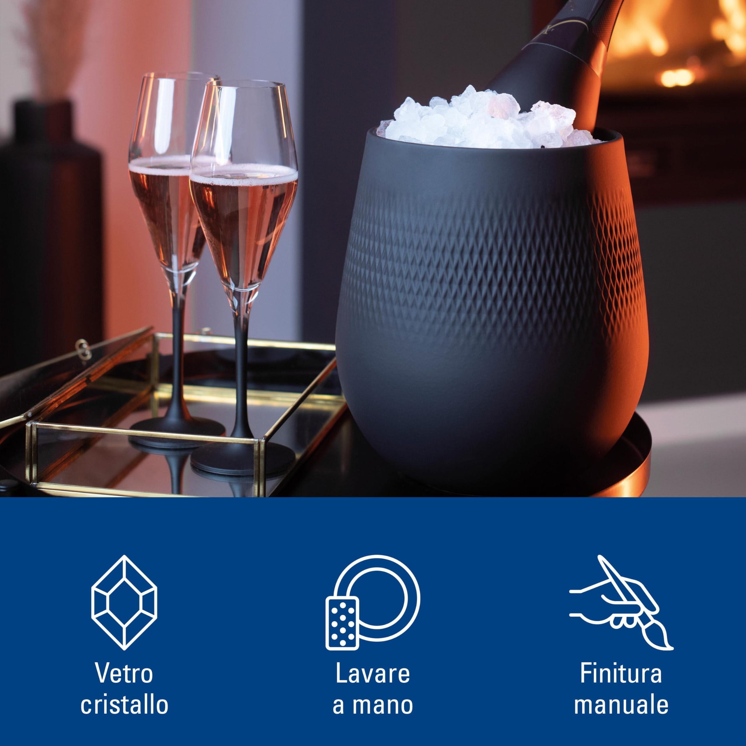 Villeroy & Boch - Manufacture Rock Flute Set 4 Pezzi 120 ml Trasparente, Bicchiere di Champagne, Flute Prosecco, Set Bicchieri Champagne, Cristallo