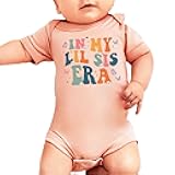 In My Lil Sis Era Bodysuit for Baby Girls Spring Baby Reveal Butterfly Flower New Baby One-Piece