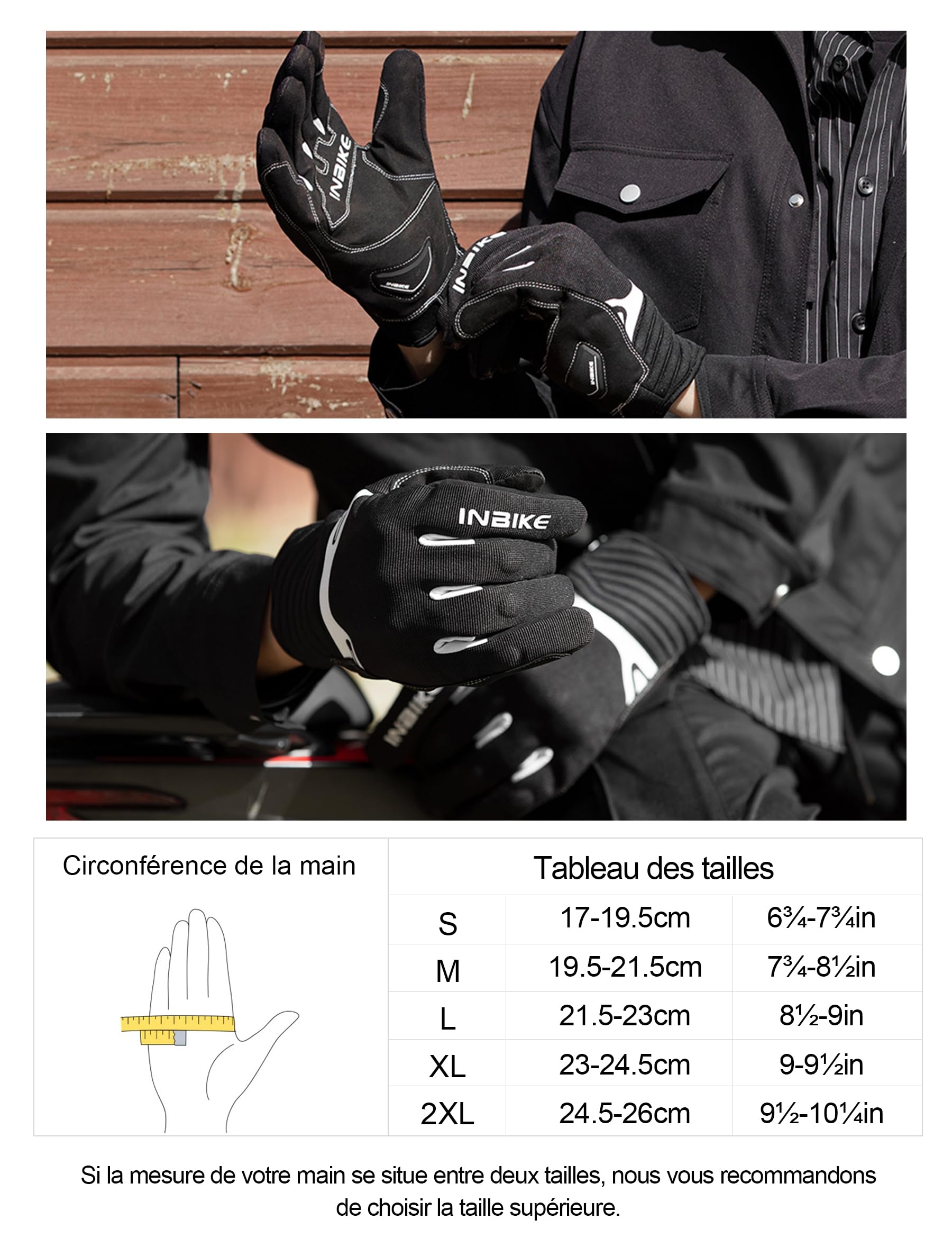 INBIKE Gants Moto Respirant, Gants à Écran Tactile Plein Doigt Antidérapant Idéal pour Moto Exercice Sport Running IM902