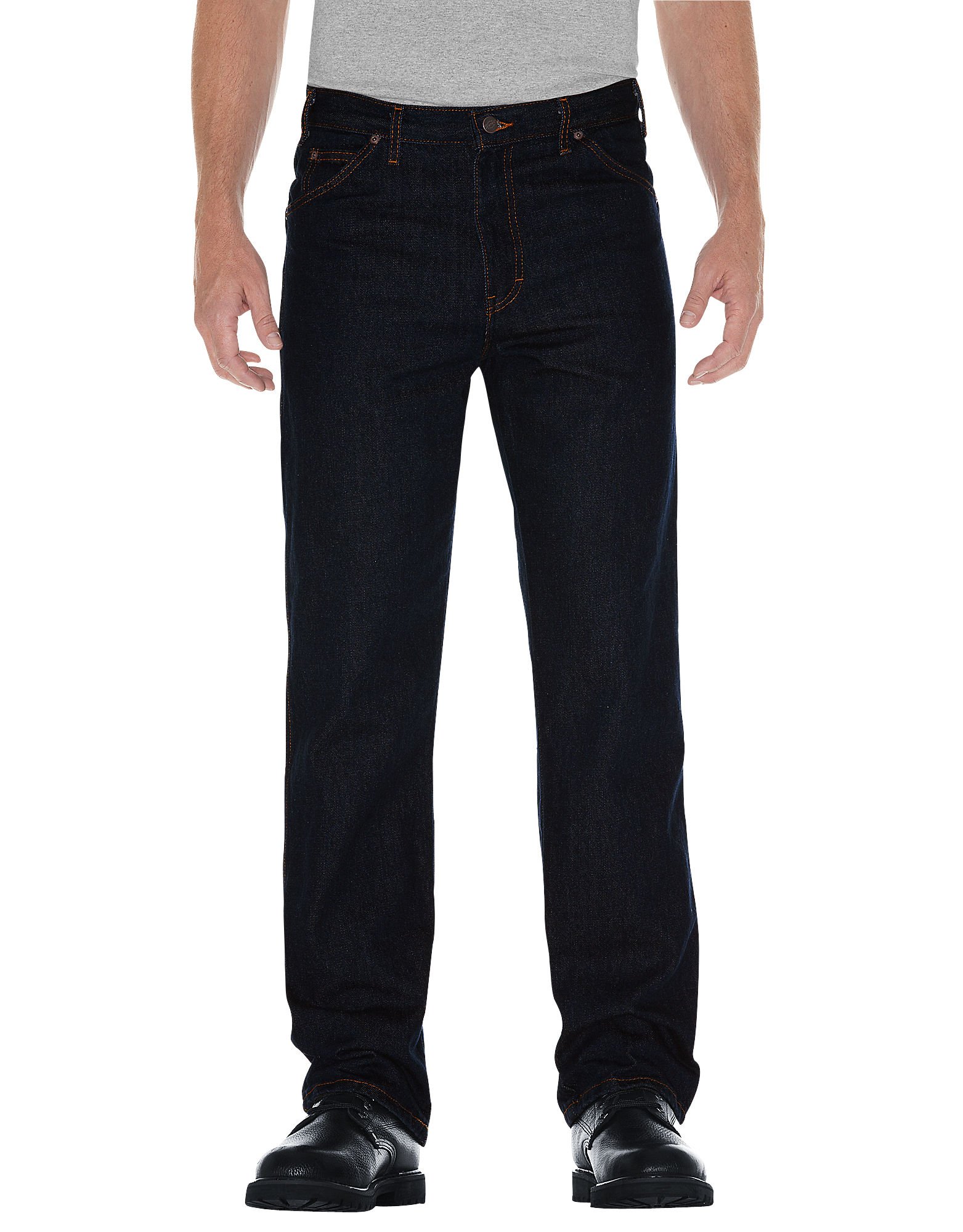 Dickies Ocupational Workwear C993RBK Vaquero de algodón de Corte Regular para Hombre con Pierna Recta, Color Negro Negro Negro (38" Waist Size, 32" Inseam