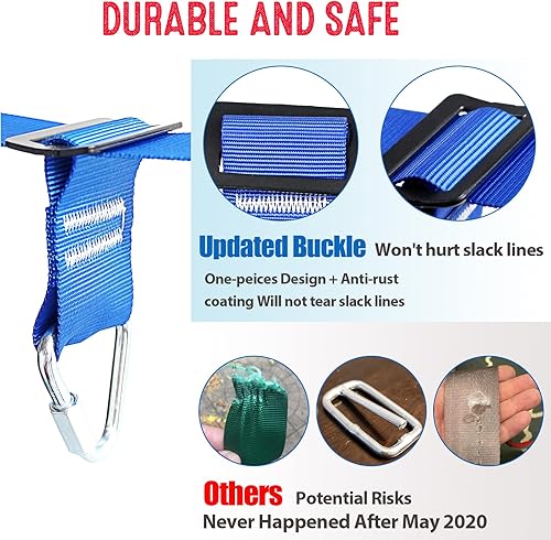 Miniatura 6 de Carrera de obstáculos Ninja Warrior para niños capacidad de peso de 600 libras línea de holgura de 2 x 56 pies con 8 accesorios Ninja - Barra de