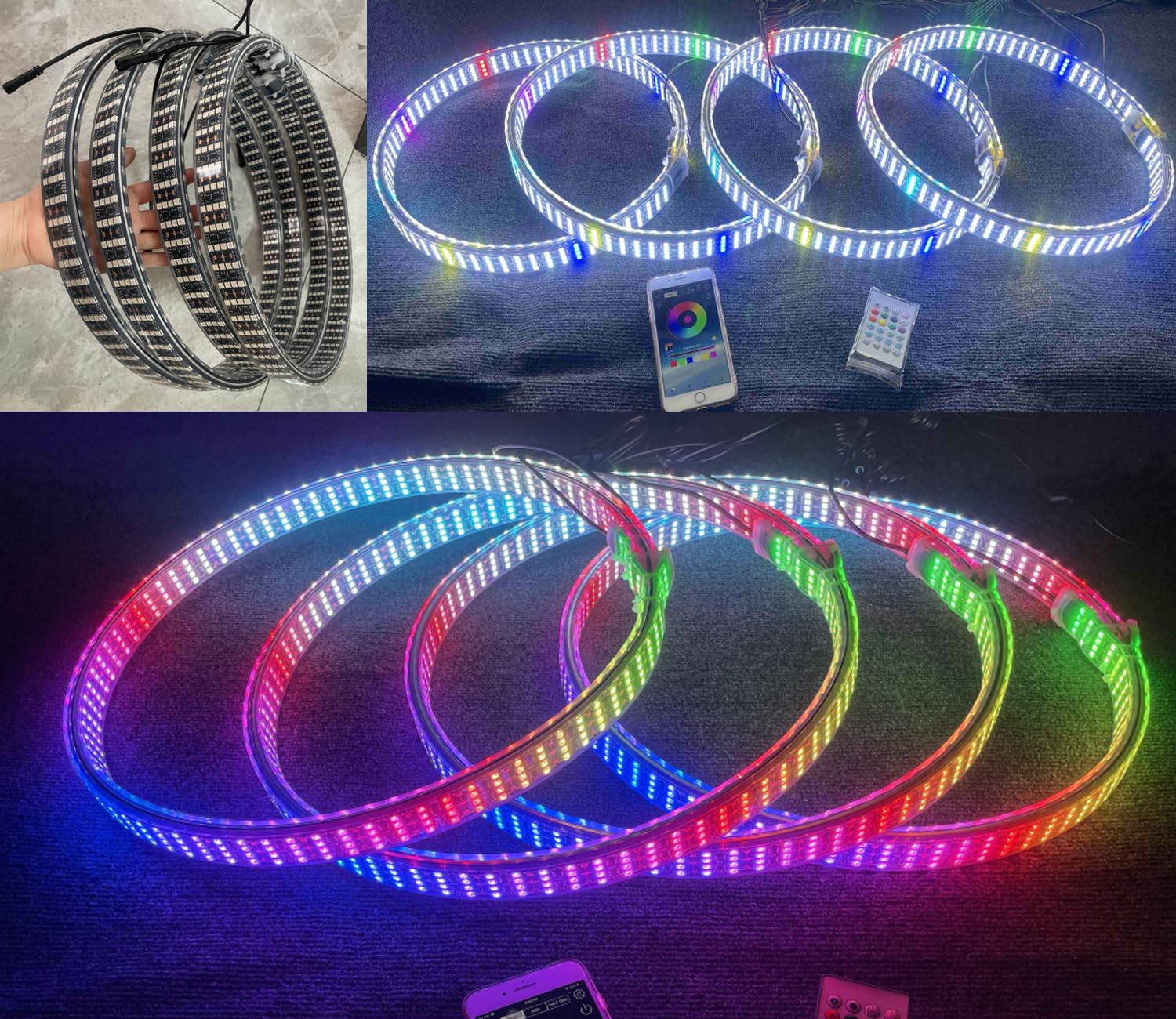 8 Rolls - Double Sided Quad Row 4 Row 17.5 Wheel Rim Lights 17.5