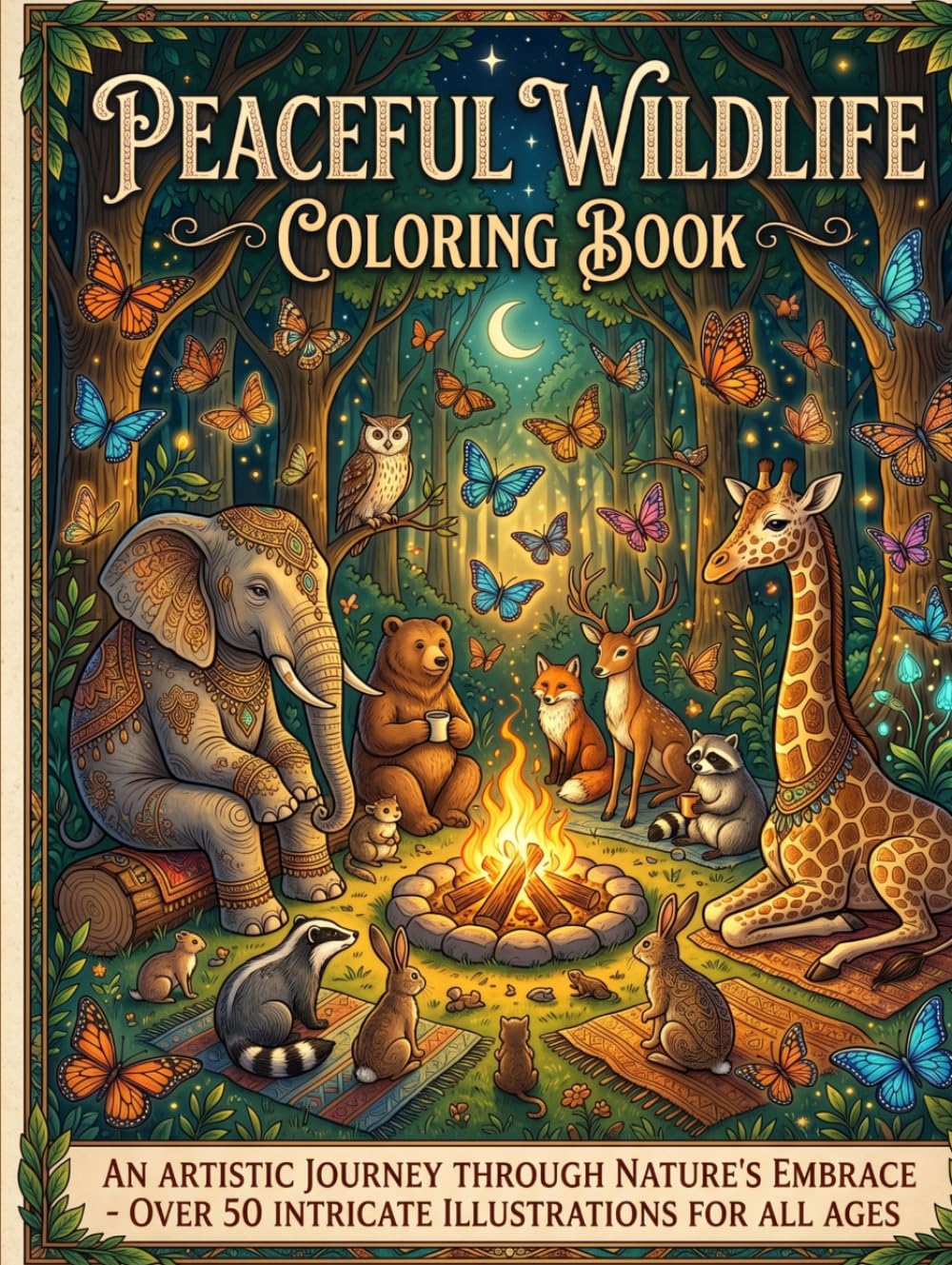 Peaceful Wildlife Coloring Book: AN ARTISTIC JOURNEY THROUGH NATURE'S EMBRACE - OVER 50 INTRICATE ILLUSTRATIONS FOR ALL AGES