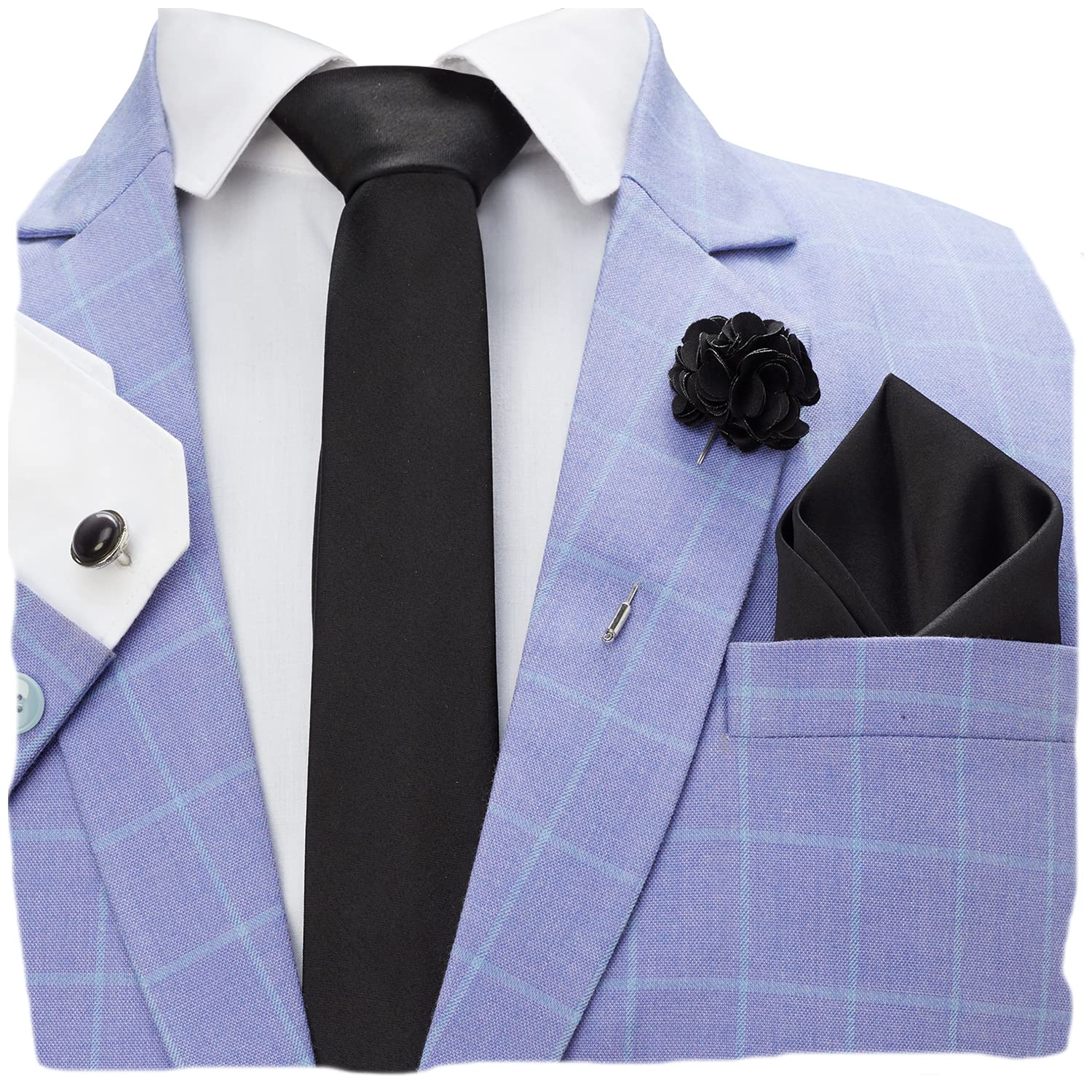 BLACKSMITH Tie, Cufflink, Pocket Square, Lapel Pin, Set of 4 for Men [ Free Size ] BLACK (B099PZ2ZX5) Amazon Price History, Amazon Price Tracker