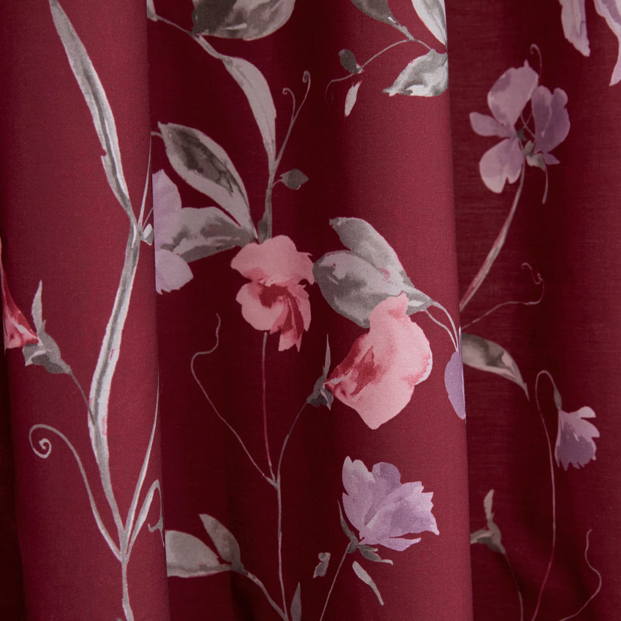 Wild Stems Vorhänge Mit Bleistiftfalten – Blumenprint Auf Polycotton, 168 X 183 Cm, Blau