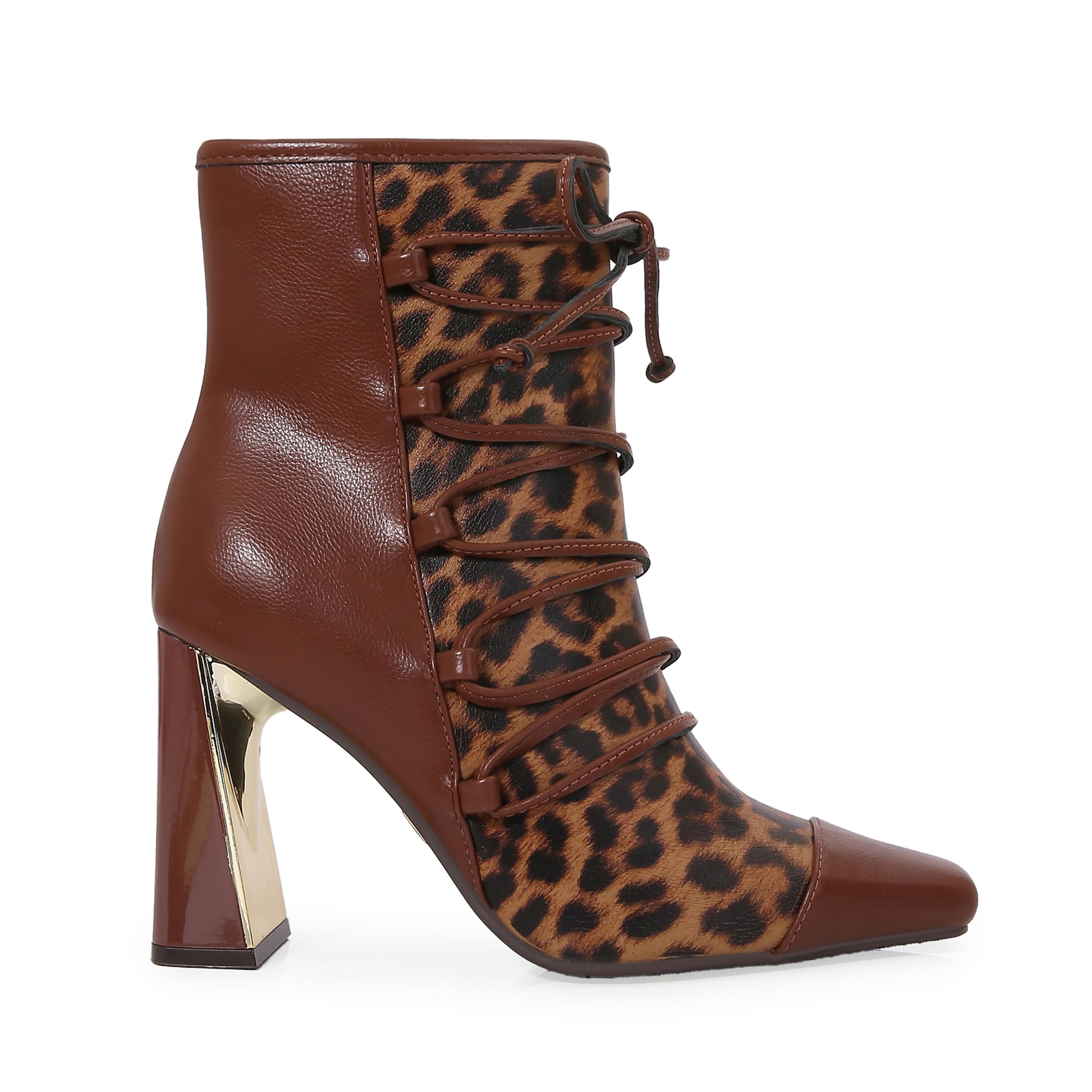 Ninety Union Farah Womens Bootie Ankle Boot with Square Toe and 3 5 Geometrical Block Heel Inide Zipped