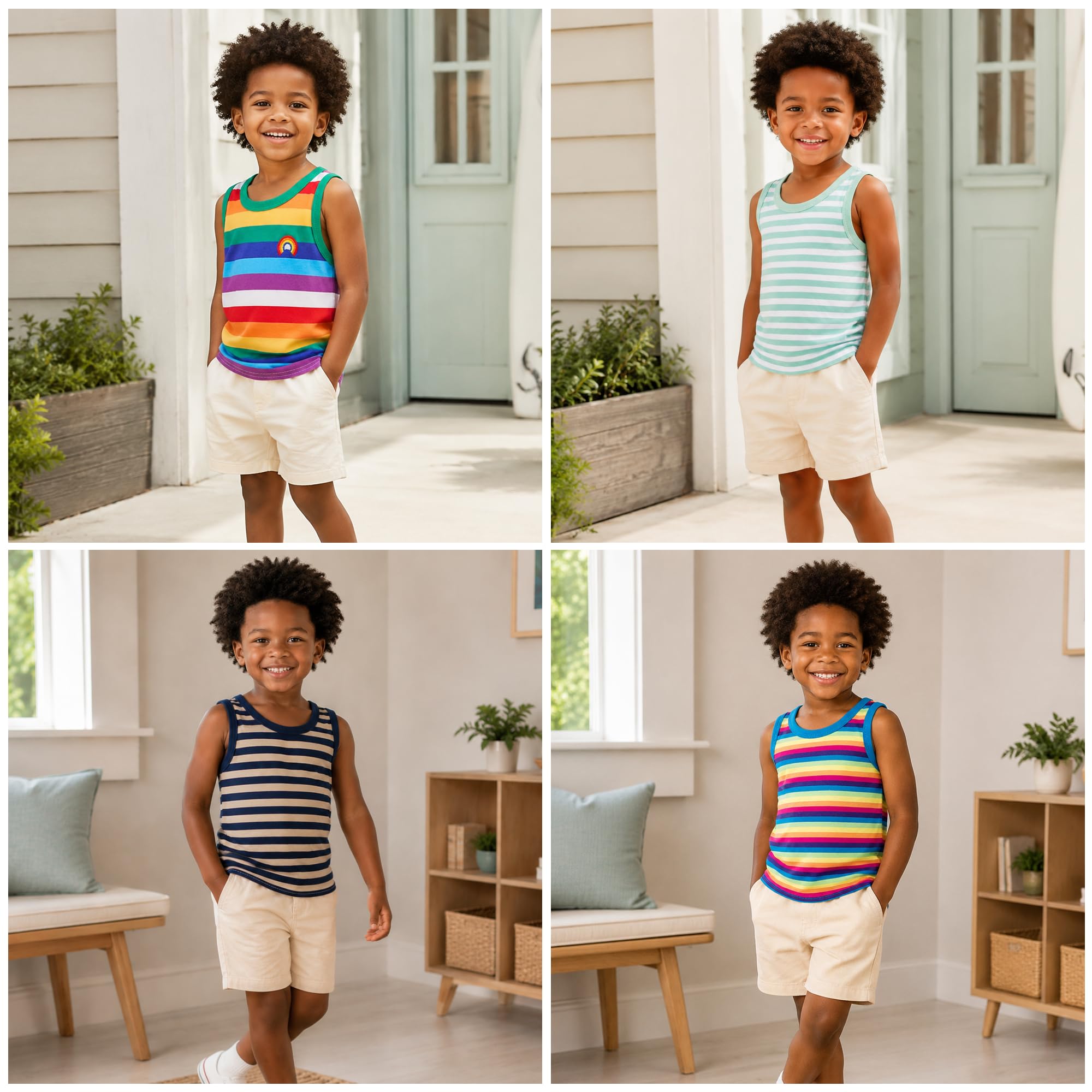 Mud Kingdom Niños Bebes Camisetas Raya del Arco Iris