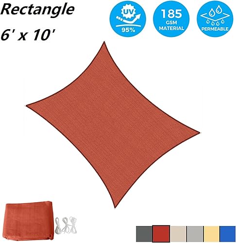 Miniatura 2 de ASTEROUTDOOR Asteroutdoor Sun Shade Sail Sail Rectangle 6 'x 10' Bloque de UV Canopy para Patio Backyard Césped Jardín Actividades al aire libre,