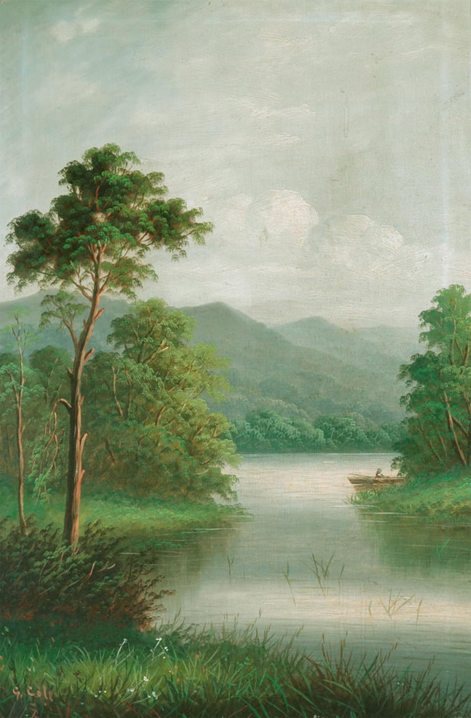 SERENDIPITP Vintage Picture Print on Canvas Wall Art Poster Boat on the River by George Vicat Cole Artwork Print Poster for Wall Decor 60x90cm