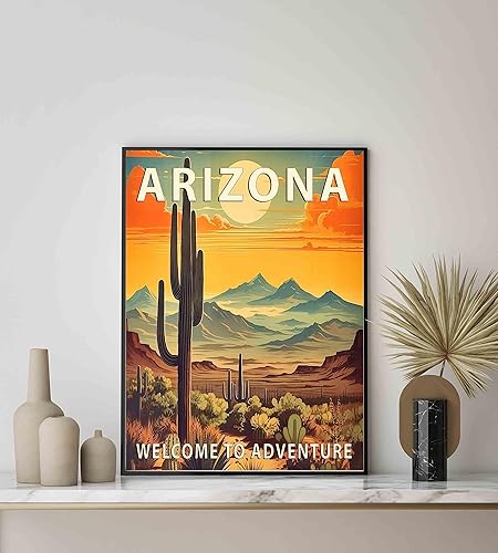Miniatura 3 de Póster artístico de Arizona, decoración artística de paisaje retro de Estados Unidos, pintura de montaña y paisaje de aventura para dormitorio, sala