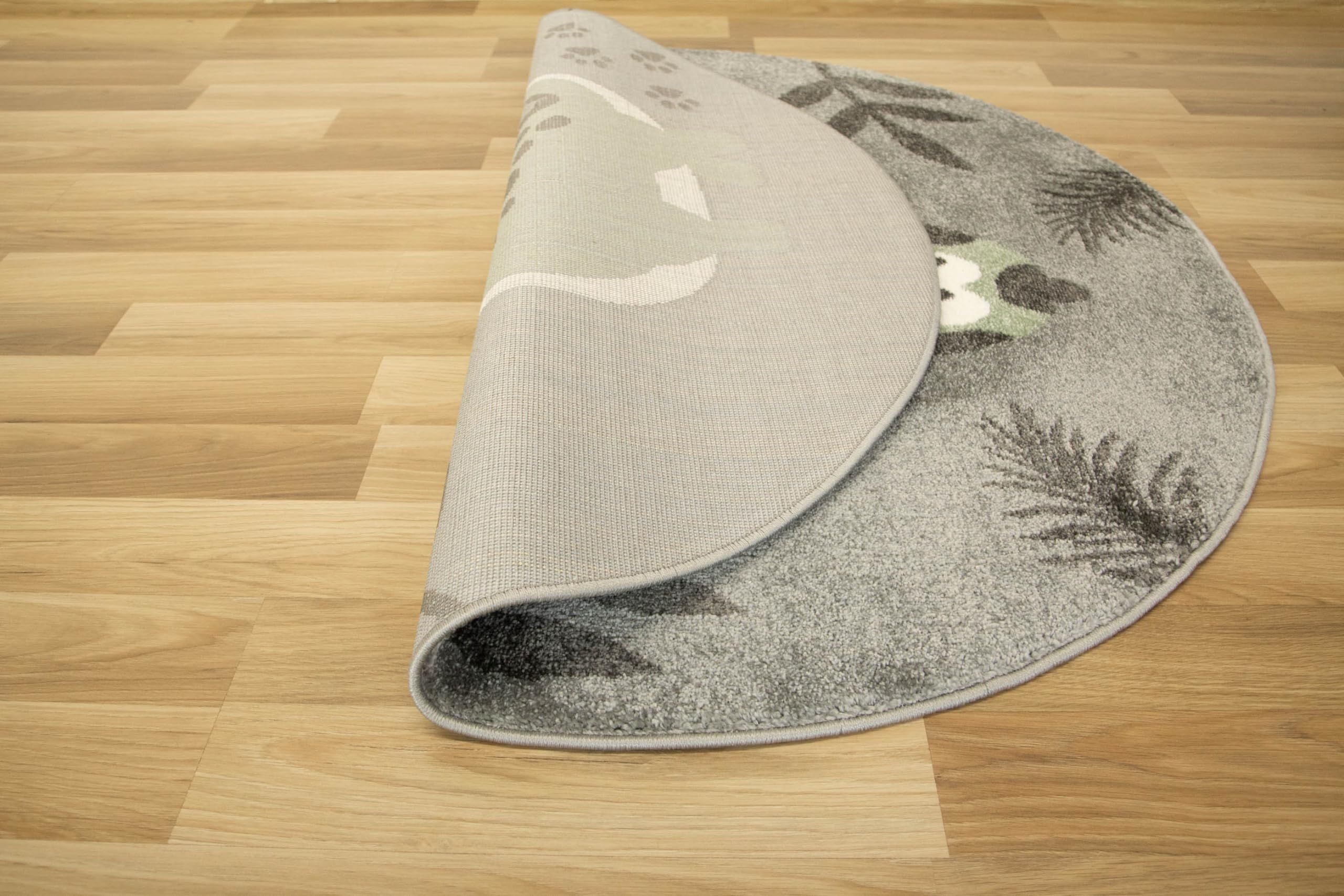 Runder Kinderteppich Lima Dinosaurier Grau, Grün 160 cm, Teppiche für EIN Kinderzimmer mit kurzem Flor, Teppich für einen Jungen, Mädchen, Gemütlich Spielteppich, Dekorativ