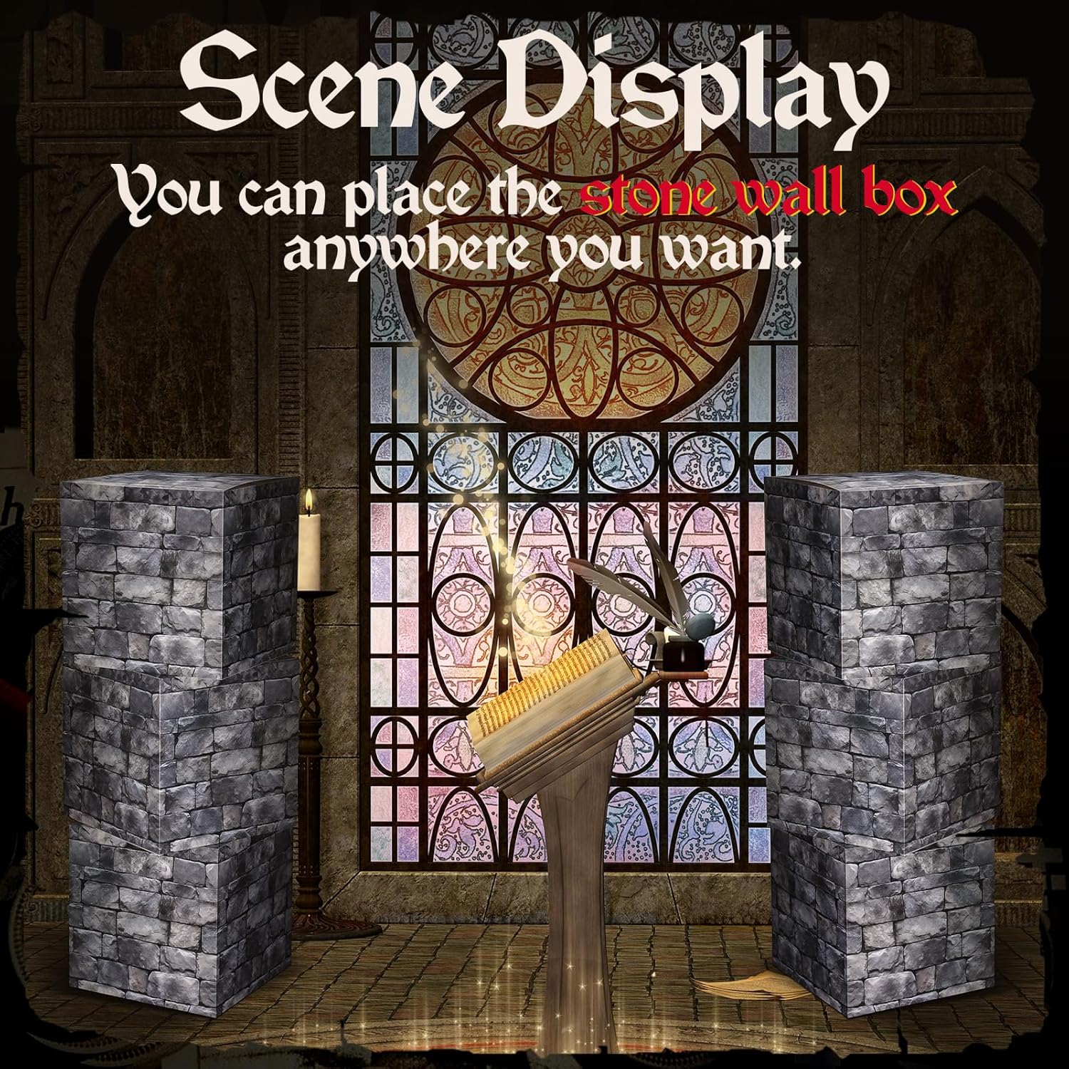 12 Pcs Large 11.81 Inch Stone Wall Boxes Medieval Themed Party Decorations Jumbo Giant Castle Brick Centerpieces for Cobble Stone Brick Wall Medieval Party Birthday Party Favors Box