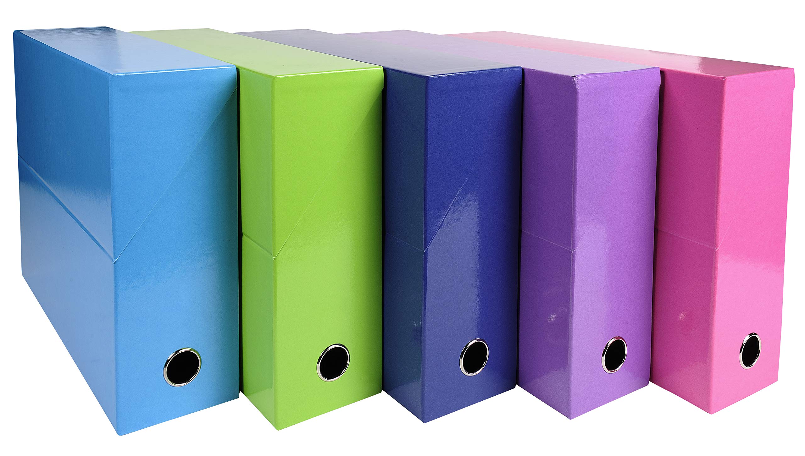 Exacompta - Ref. 89931E - Set di 5 scatole di trasferimento Iderama in cartone laminato resistente e resistente 24 x 32 cm Ideale per i tuoi documenti in formato A4 Dorso 90 mm Bianco