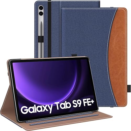 MoKo Funda para Samsung Galaxy Tab S9 FE Plus de 12.4 pulgadas 2023 SM-X610SM-X616, piel sintética multiángulo de visión plegable con soporte para