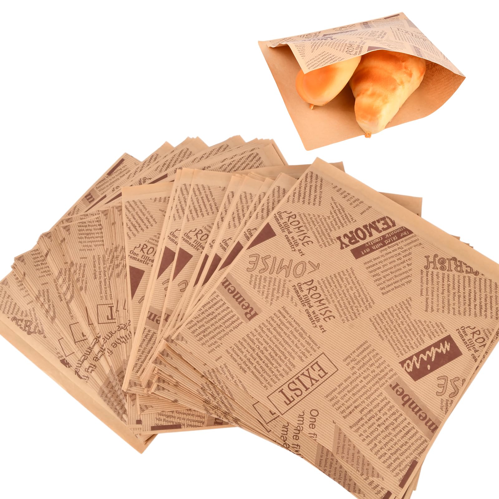 200 Feuilles De Papier Alimentaire 15x15 Cm - Résistant à L'huile Et à L'eau, Design Journal