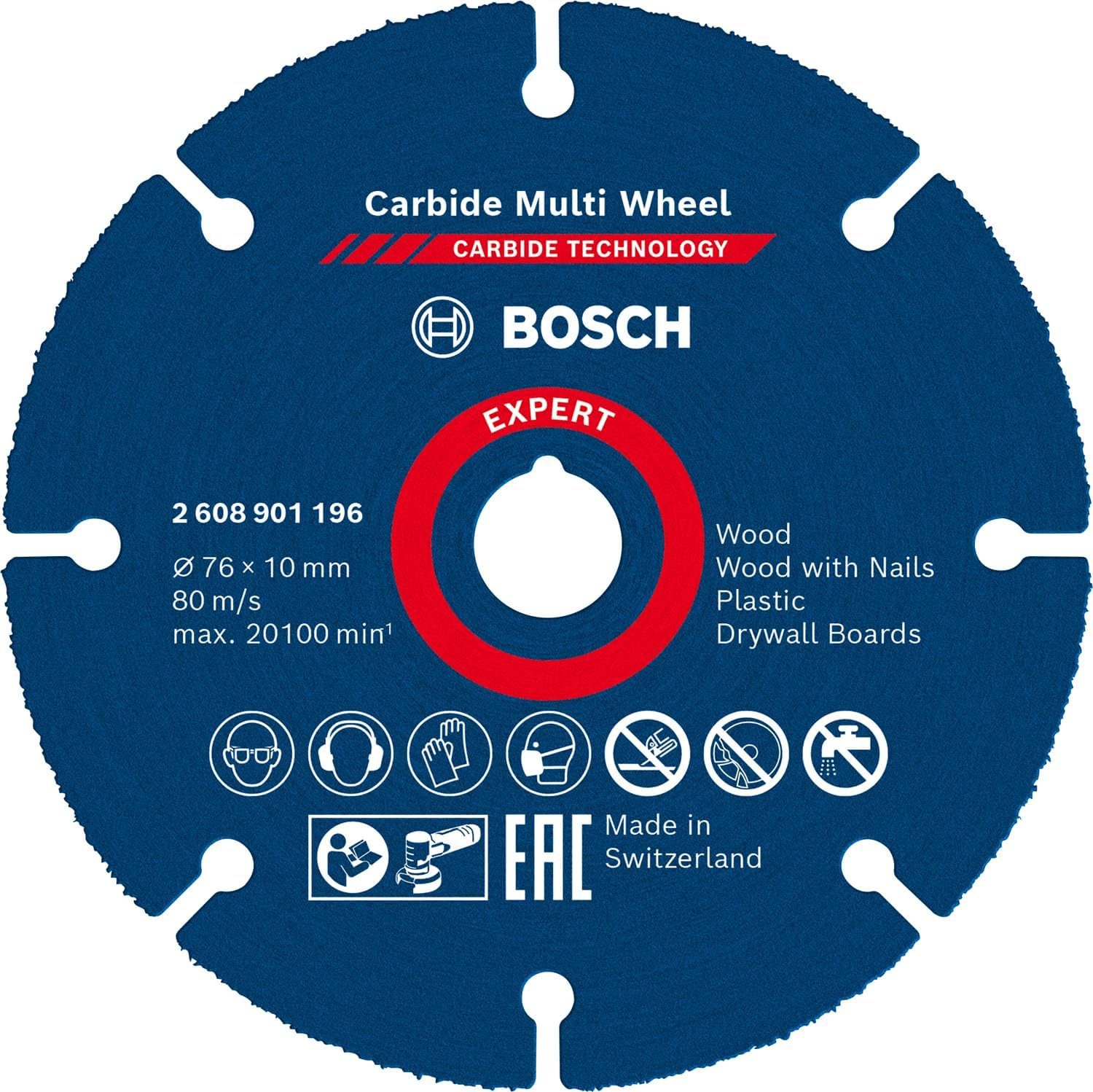 Bosch Professional 1x Expert Carbide Multi Wheel Cutting Disc (for Hardwood, Ø 76 mm, Accessories Mini Angle Grinder)