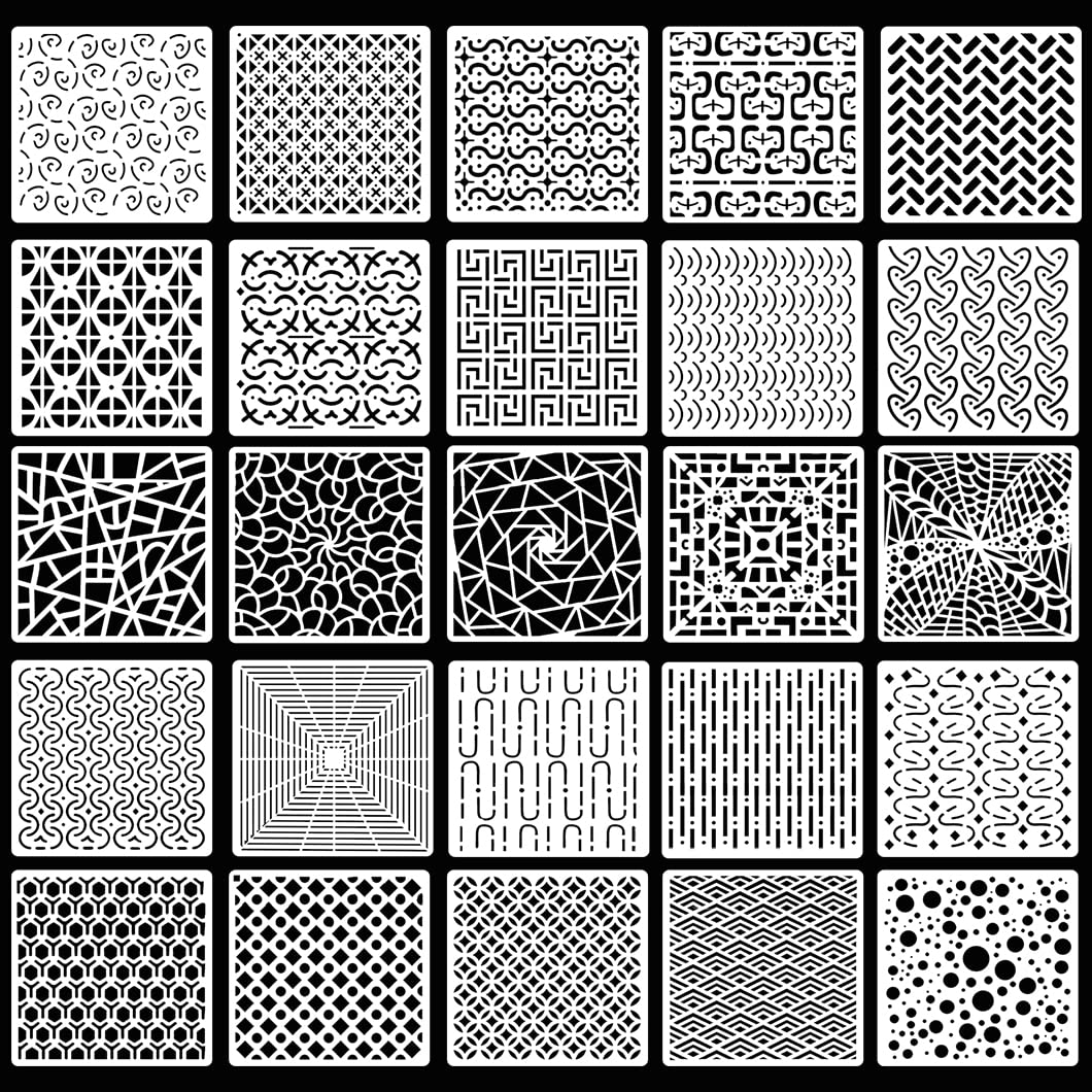 Rolin Roly Geometryczne szablony do malowania, w paski, wzór geometryczny, wielokrotnego użytku, do podłóg, ścian, tkanin, mebli, dekoracja, sztuka, 25 szt., 25 szt