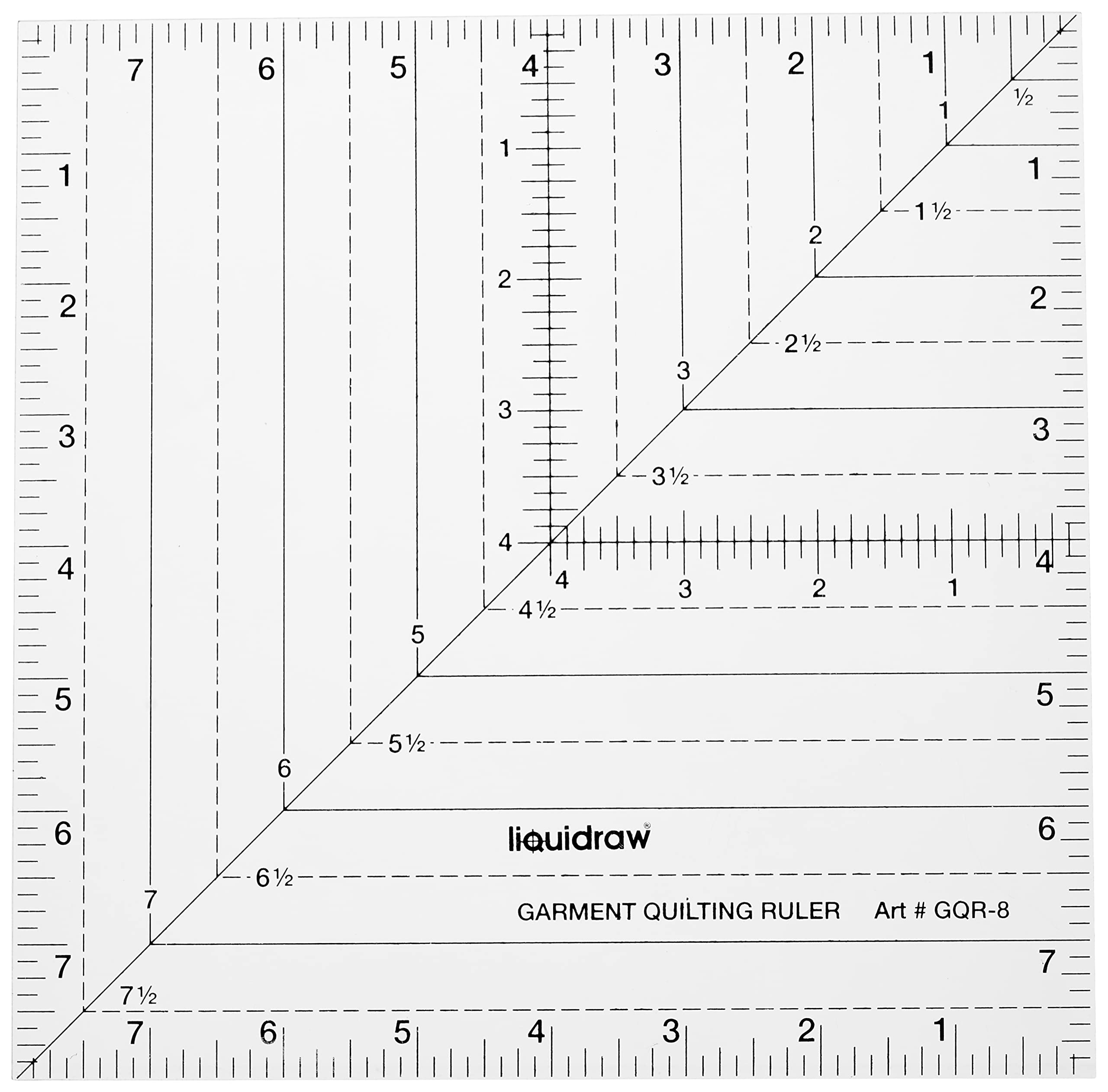 Liquidraw Square Quilting Ruler, Clear Acrylic Template, 8