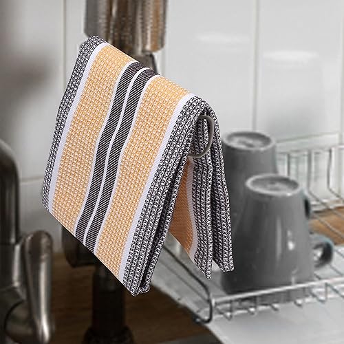 Miniatura 8 de Paquete de 6 trapos de cocina vintage, rústicos, de 100% algodón, altamente absorbentes, de secado rápido, de grado profesional con lazo para