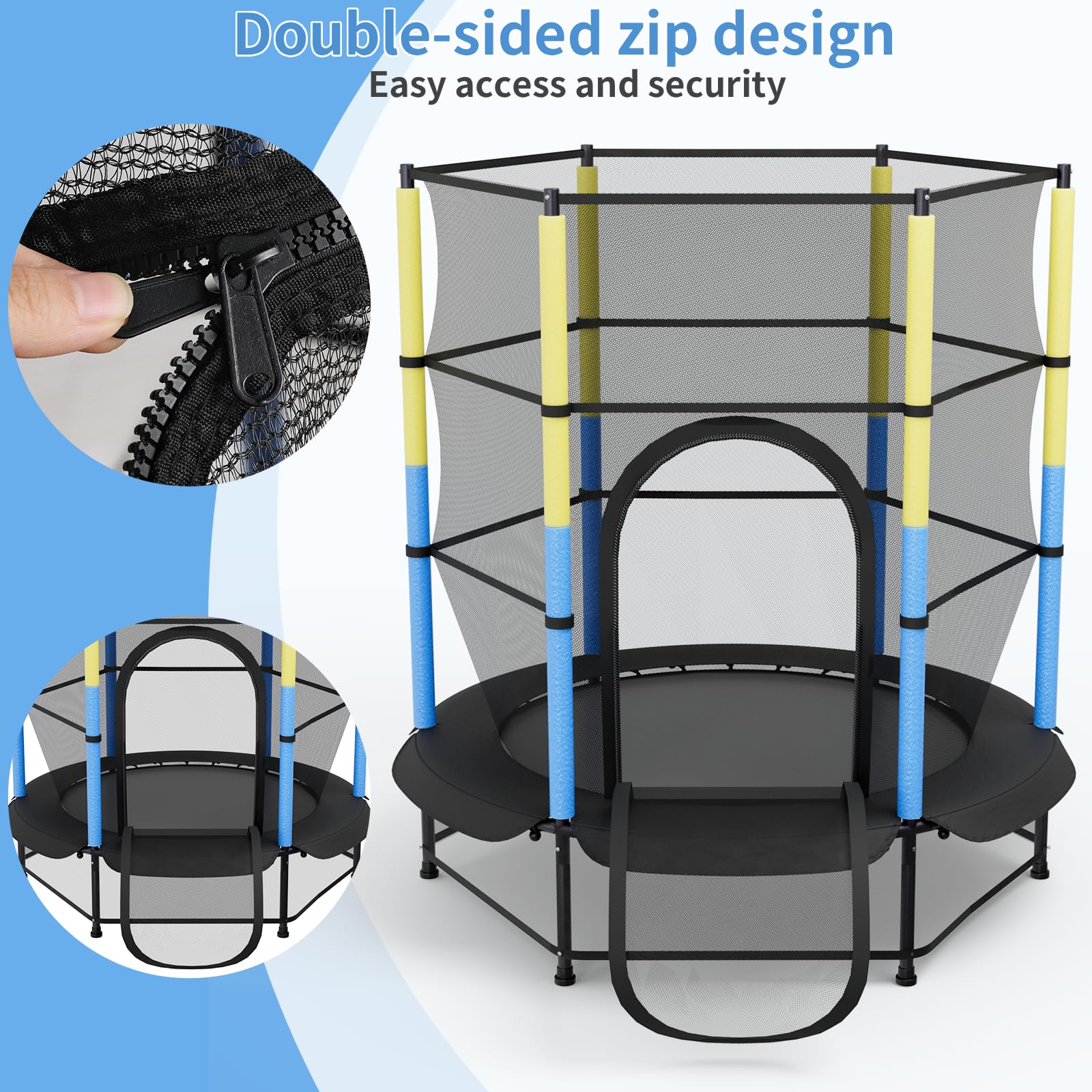 LIFERUN Trampoline pour Enfants, Trampoline Exterieur Ø140 cm, Trampoline d'intérieur avec Filet de sécurité, Trampoline de Jardin pour entraînement et Loisir, Max 50 kg, Enfants
