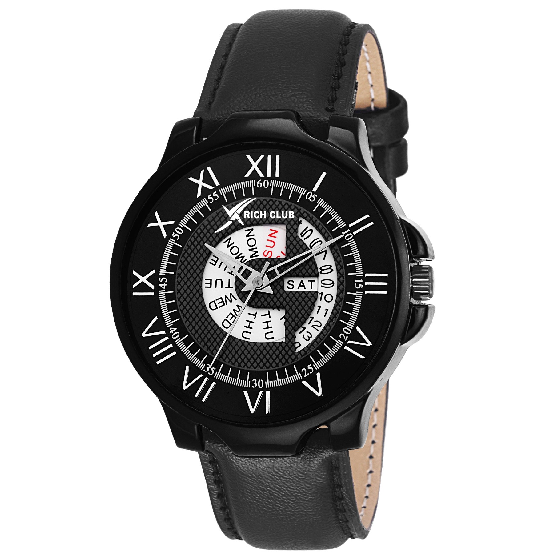 Rich Club Leather Strap Day and Date Analog Watch for Men and Boys (B078GZ32WP) Amazon Price History, Amazon Price Tracker