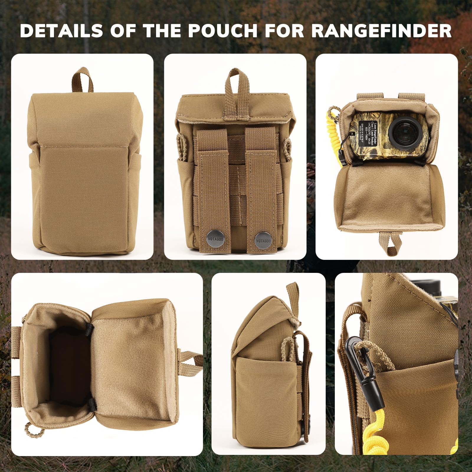 VOTAGOO Binocular Harness Bino Chest Pack Fernglas-Brusttasche mit Magnetverschluss und MOLLE System Wasserabweisend für die Jagd Vogelbeobachtung (Combination, Brown)