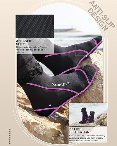 Miniatura 37 de XUKER Calcetines de agua de neopreno de 0.118 in, calcetines de voleibol de playa a prueba de arena, calcetines de buceo para deportes acuáticos al