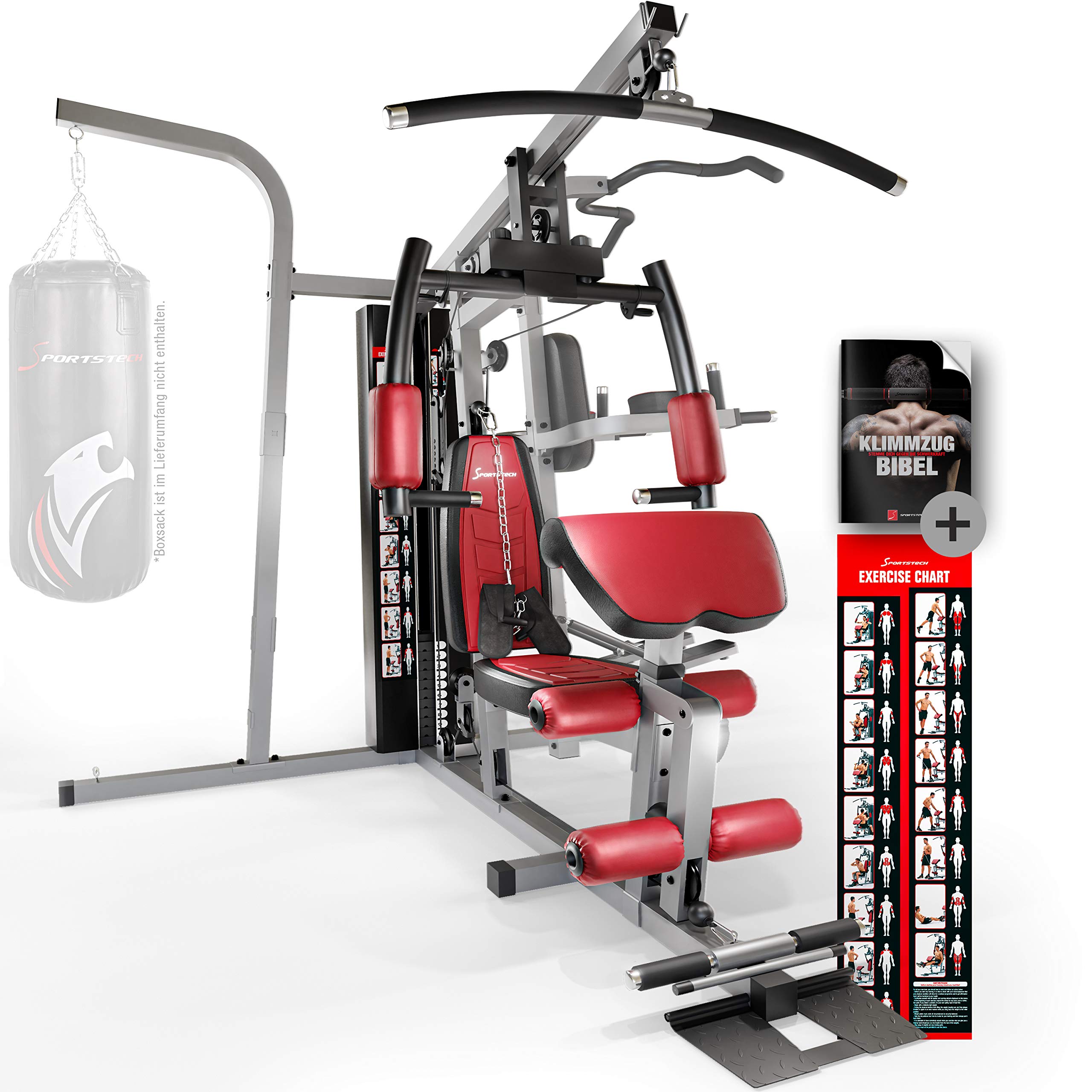 Sportstech 50in1 Premium Multistazione per Un Allenamento Completo | Palestra Multifunzionale con Stepper e Torre di trazione LAT | HGX in Materiale Eva |Robusto a casa & Boxe HGX250 senza sacca da boxe