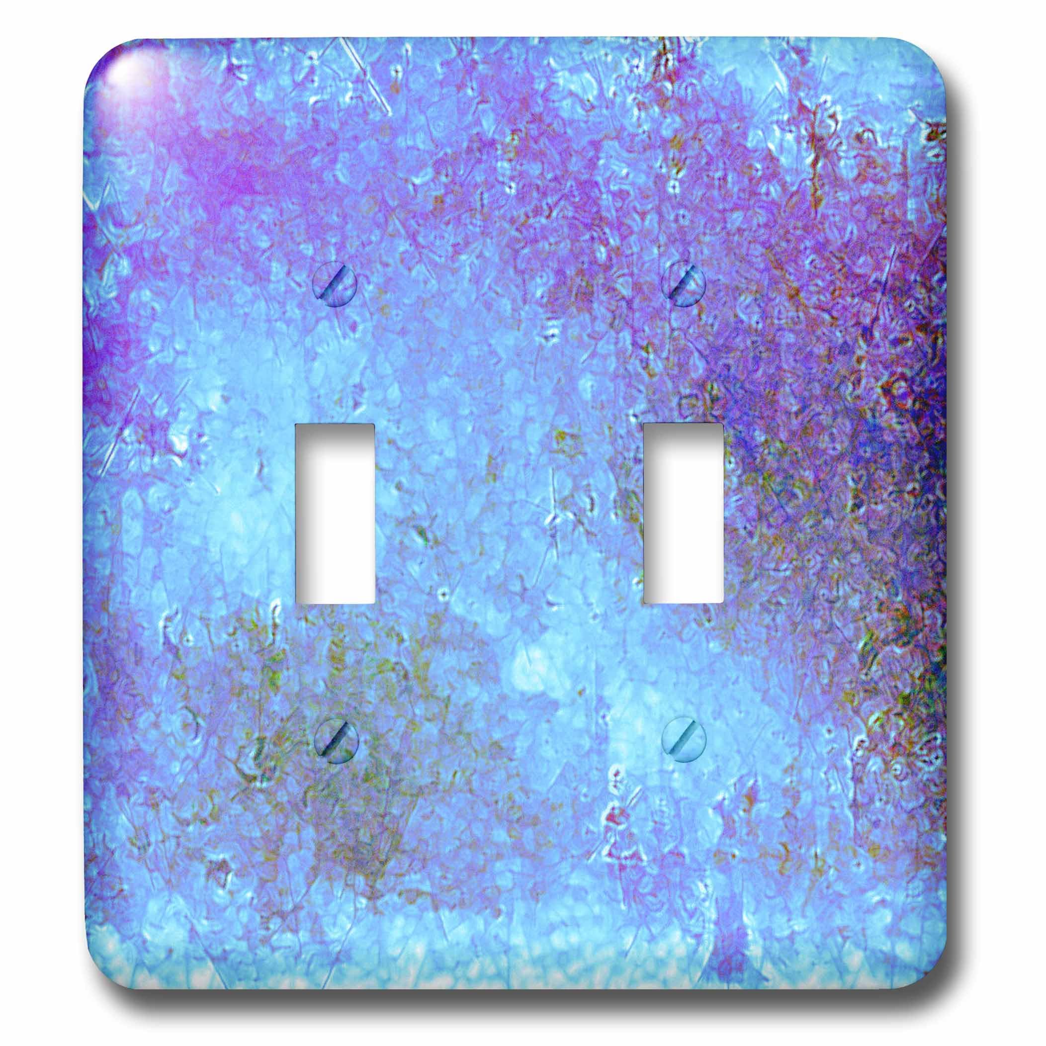 Art abstrait turquoise et violet sur double interrupteur pour salon moderne