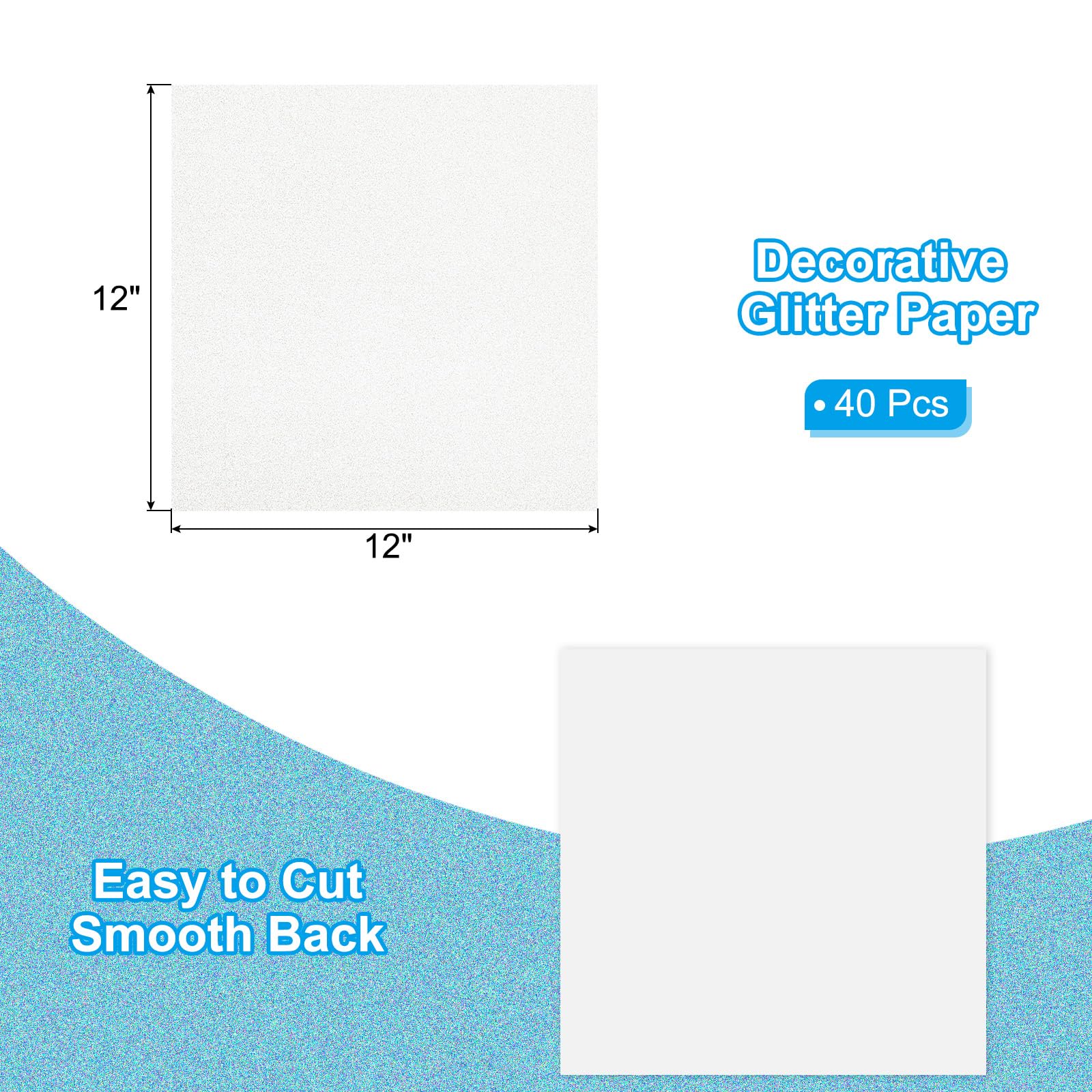 PATIKIL 40Sheets White Glitter Cardstock Paper - Image 2