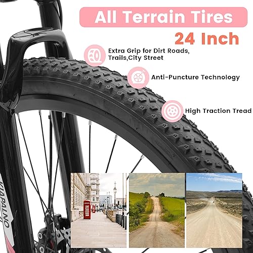 Miniatura 31 de Bicicleta de montaña de 24/26 pulgadas, marco de aluminio, bicicleta de montaña con frenos de disco Daul, Shimano suspensión delantera de 21 Negro