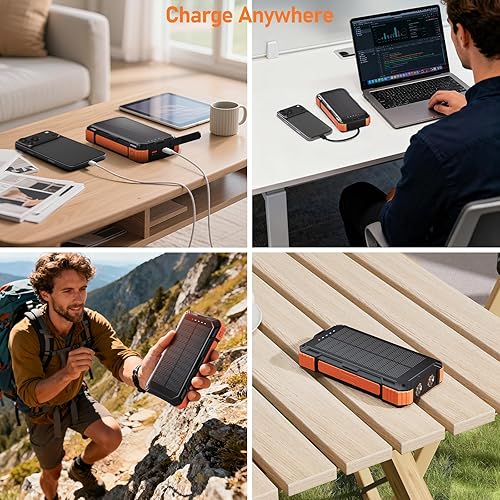 Miniatura 5 de ERRBBIC Cargador solar de 49800 mAh, cargador portátil de 22.5 W, carga inalámbrica de 15 W, cargador de panel solar, cuatro cables incorporados,