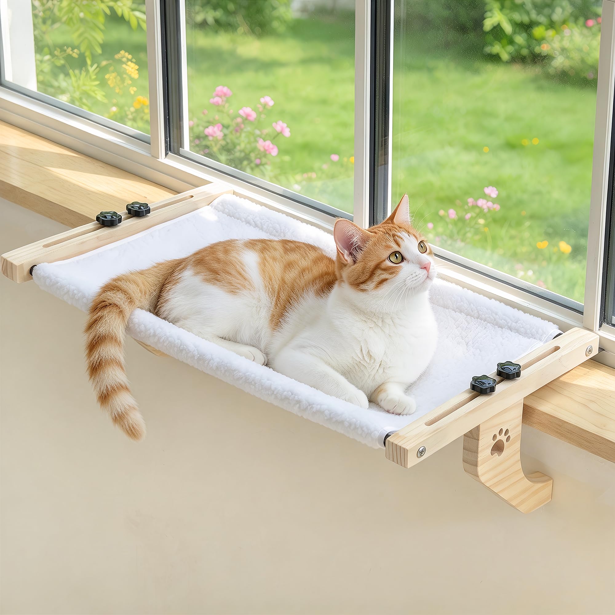 Amazon.com : AMOSIJOY Cat Windowsill Perch with Wood & Metal Frame