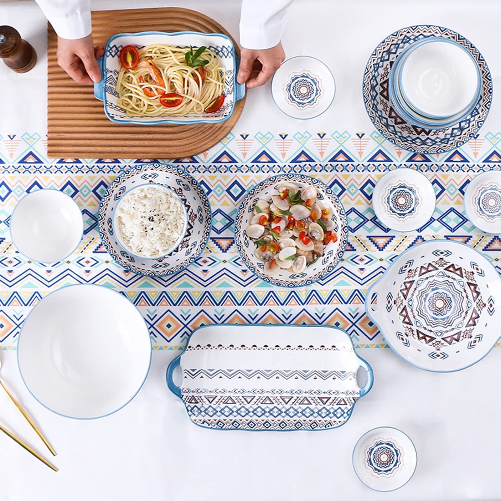 20-częściowy porcelanowy zestaw zastawy stołowej, elegancka zastawa stołowa, kompletny zestaw naczyń do rodzinnej jadalni, stylowe talerze obiadowe do domu i rozrywki