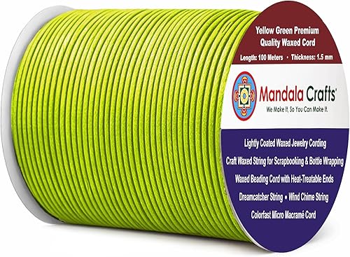 Miniatura 88 de Cuerda Mandala Crafts 0.03 pulgadas 109 yardas para hacer joyería, artesanía, macramé, cuerda de algodón encerado