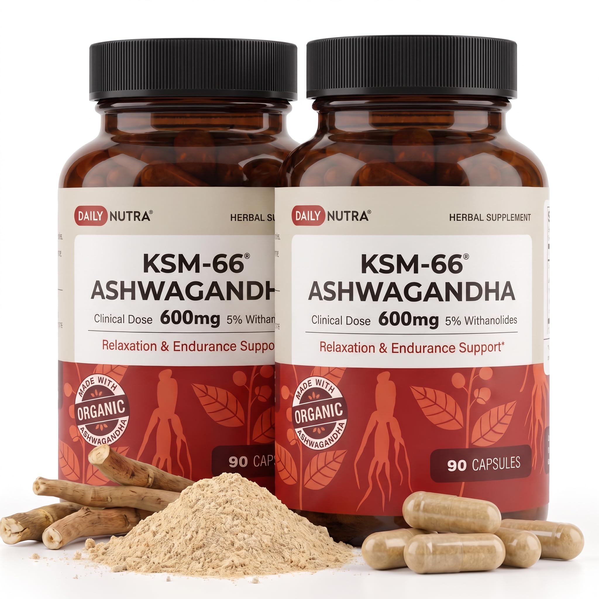 DailyNutra KSM-66 Ashwagandha 600mg Organic Root Extract - High Potency Supplement with 5% Withanolides | Relieves Tiredness, Supports Relaxation, Focus, Energy, & Muscle Growth (60 Capsules) — Amazon image 11