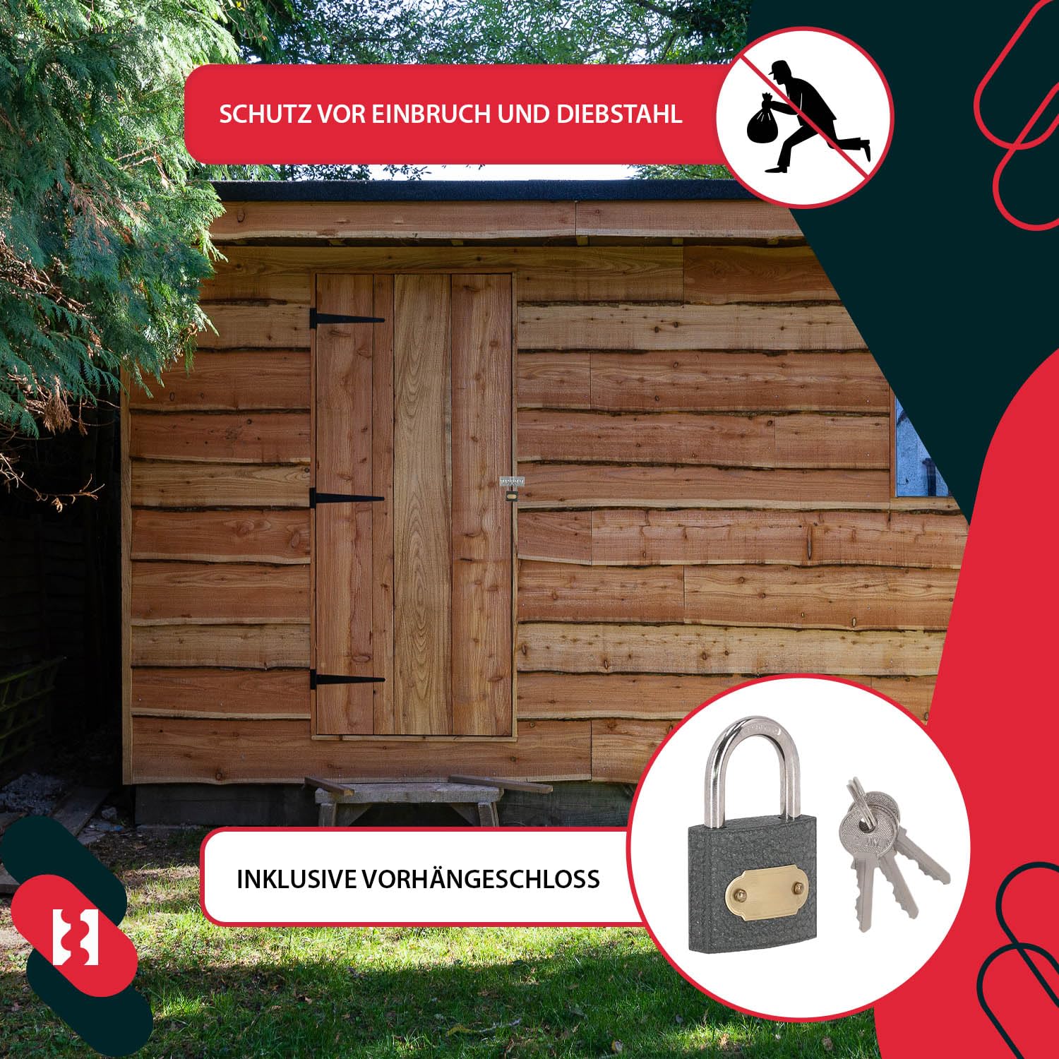 KOTARBAU® Trappola 30 mm di chiusura per cantina di sicurezza con lucchetto, dispositivo di serratura, serratura per porta