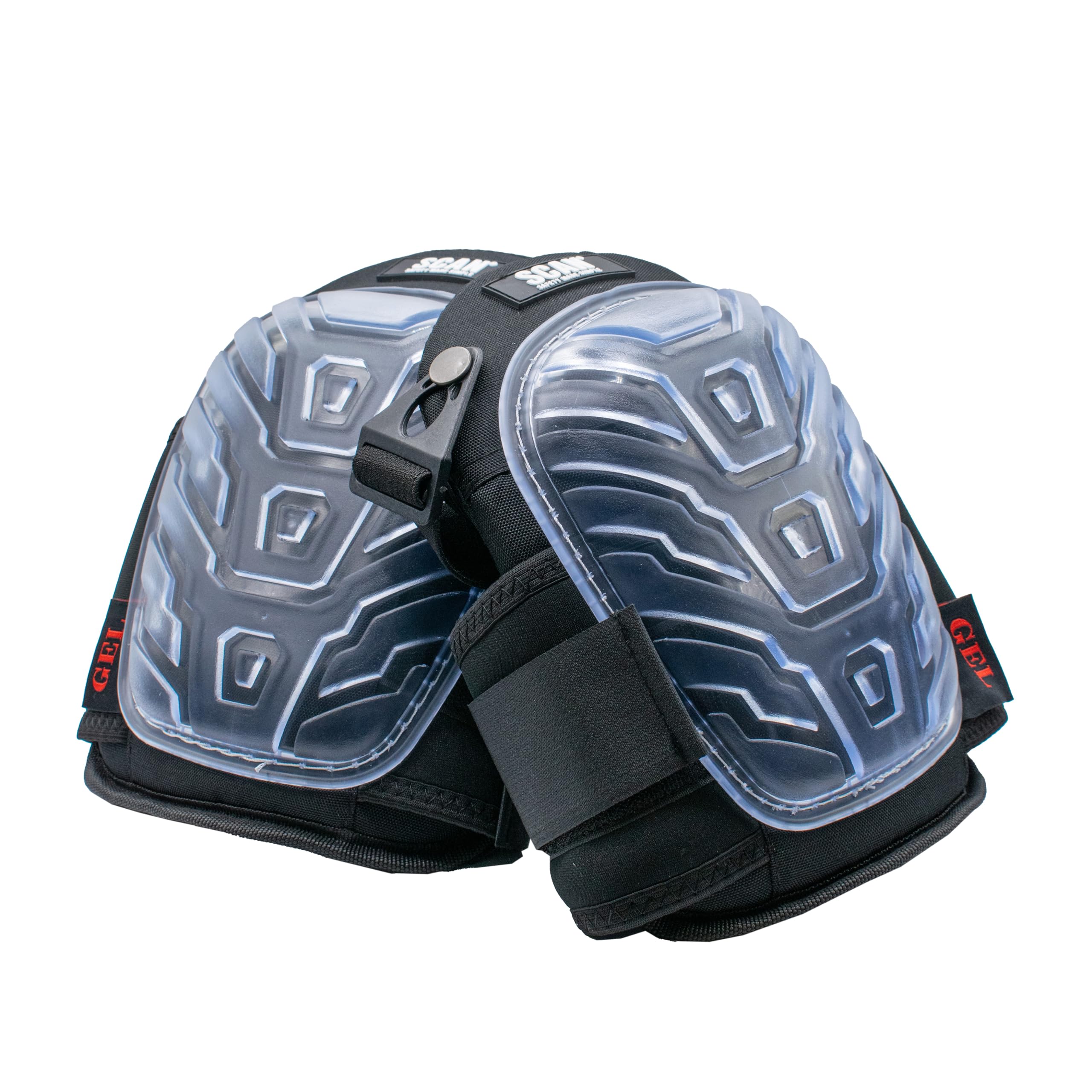 Scan Professional Gel Knee Pads - High-Density Cell Foam - Ultra-Comfort Gel Inner Pad - Oversized Caps - Adjustable Straps