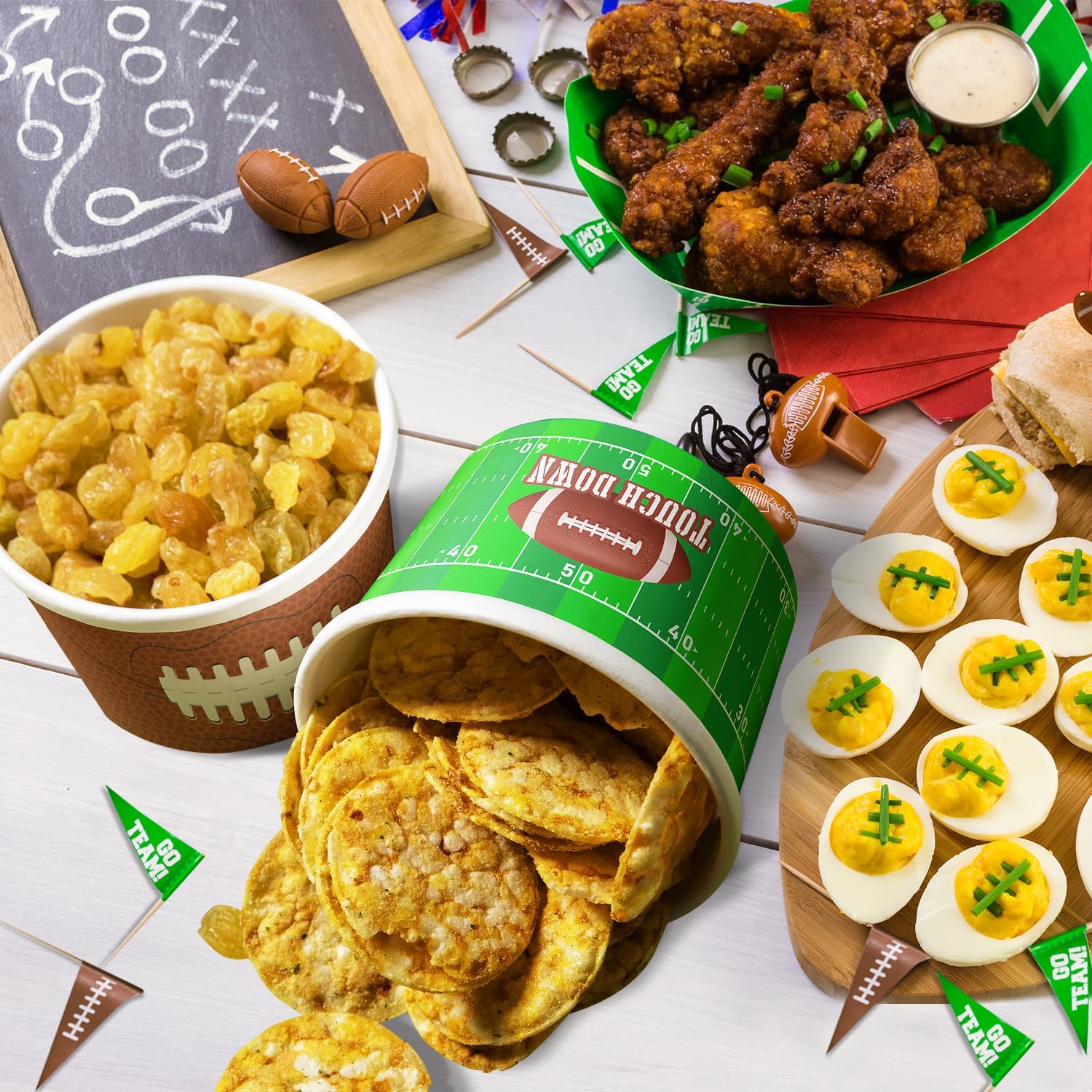 50 Pieces Football Snack Bowls Green Brown Football Bowl 2 Styles Football Bowls Party Supplies Disposable Serving Bowls Football Paper Bucket for Football Theme Sports Event Party Dinners 9 oz