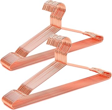 Amber Home 20 Pack Rose Gold Strong Metal Hangers, Copper Clothes Hangers | 17" Heavy Duty Coat Hangers, Standard Suit Hangers for Jacket, Shirt, Dress