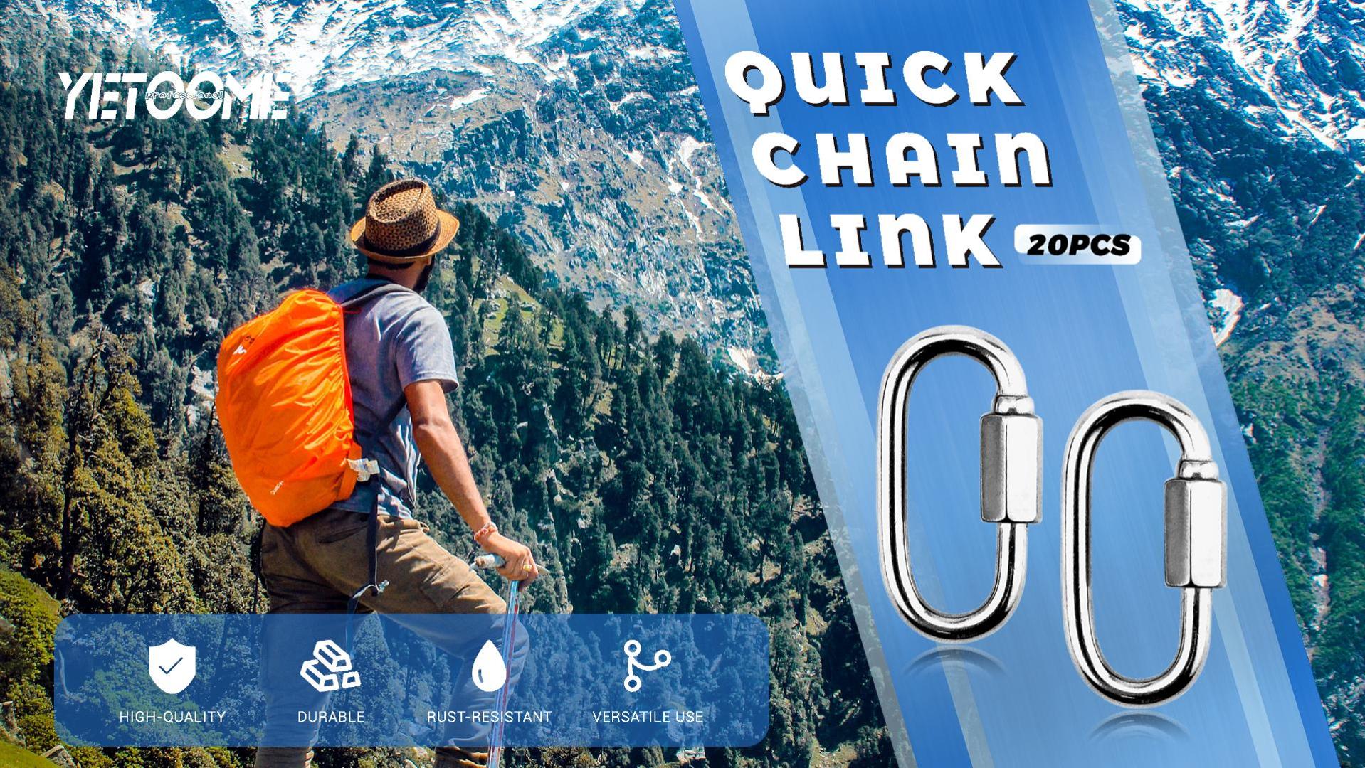 20 Pack 304 Stainless Steel M3.5 Chain Link 1/8 Inch D Shape Locking - View #9