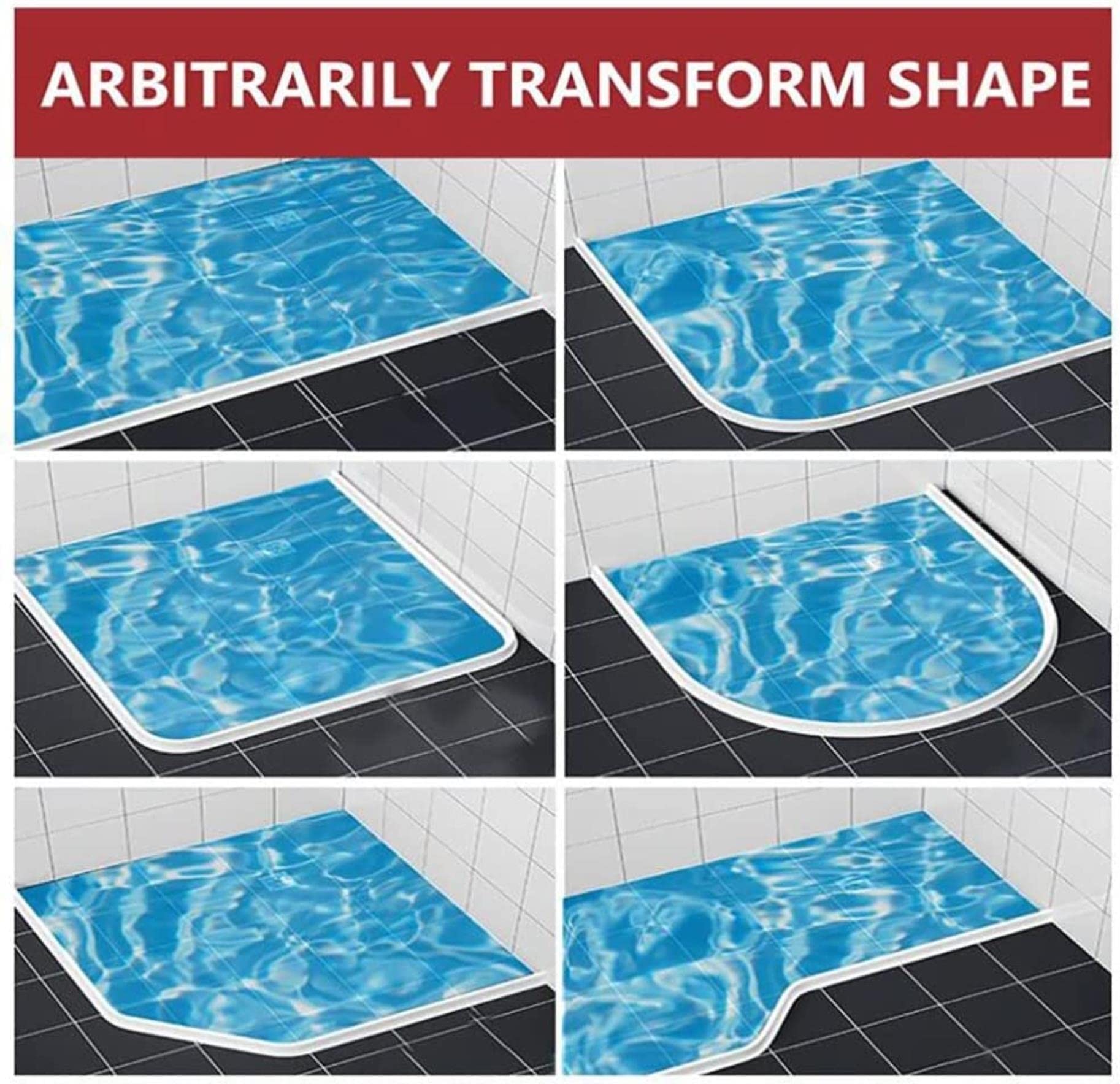 Striscia di Tenuta per Piatto Doccia Striscia di ritenzione dell'Acqua per Bagno, Diga per soglia Doccia, Guarnizione per Pavimento del Bagno della Stanza, Strisce Pieghevoli in Silicone per bloccare