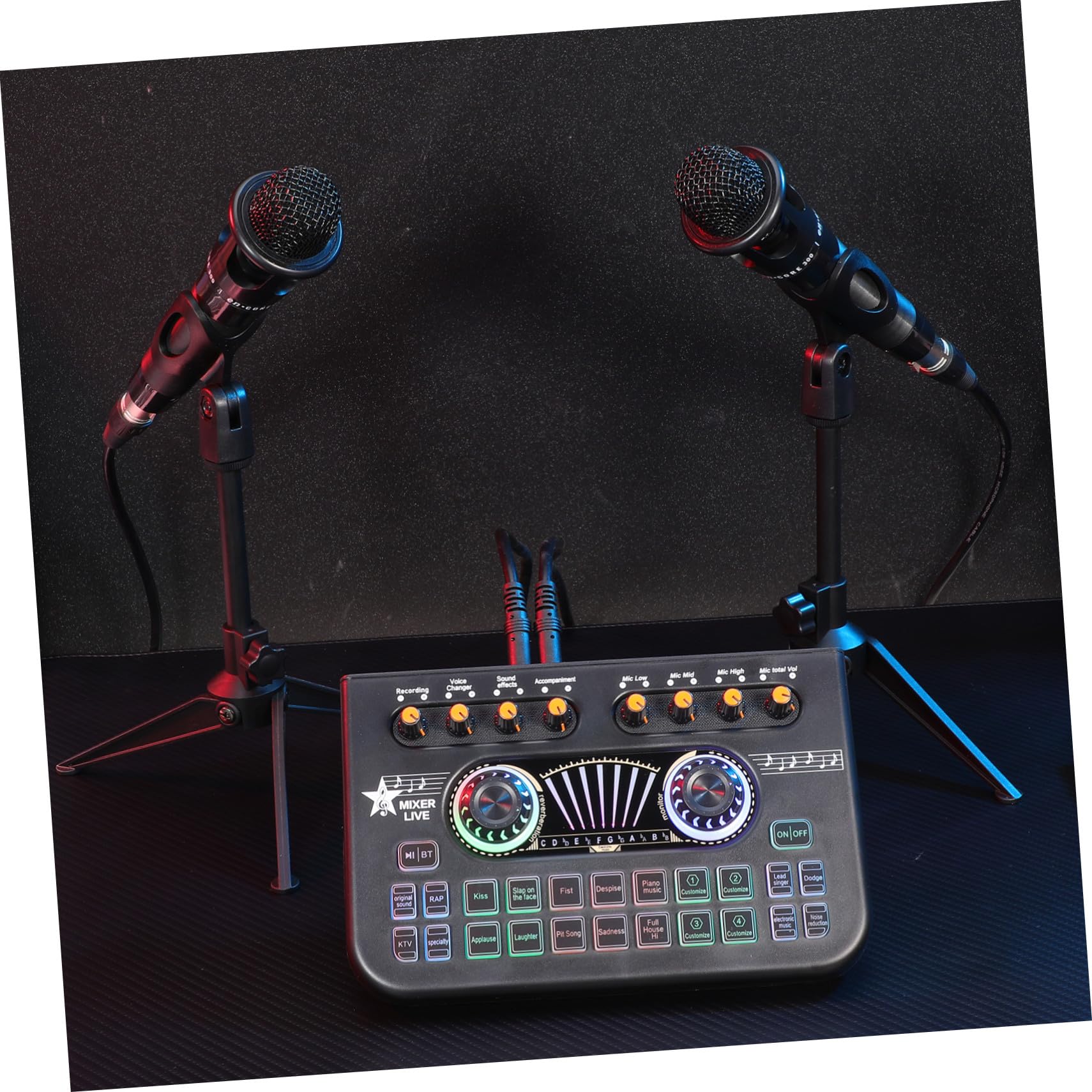 Milisten Podcast Equipment Bundle mit Mikrofonen und Soundkarte Multifunktionales Audio Mixer Board mit Voice Changer für Pc Live Streaming Gaming und Podcast Studio Benutzerfreundliches Dj