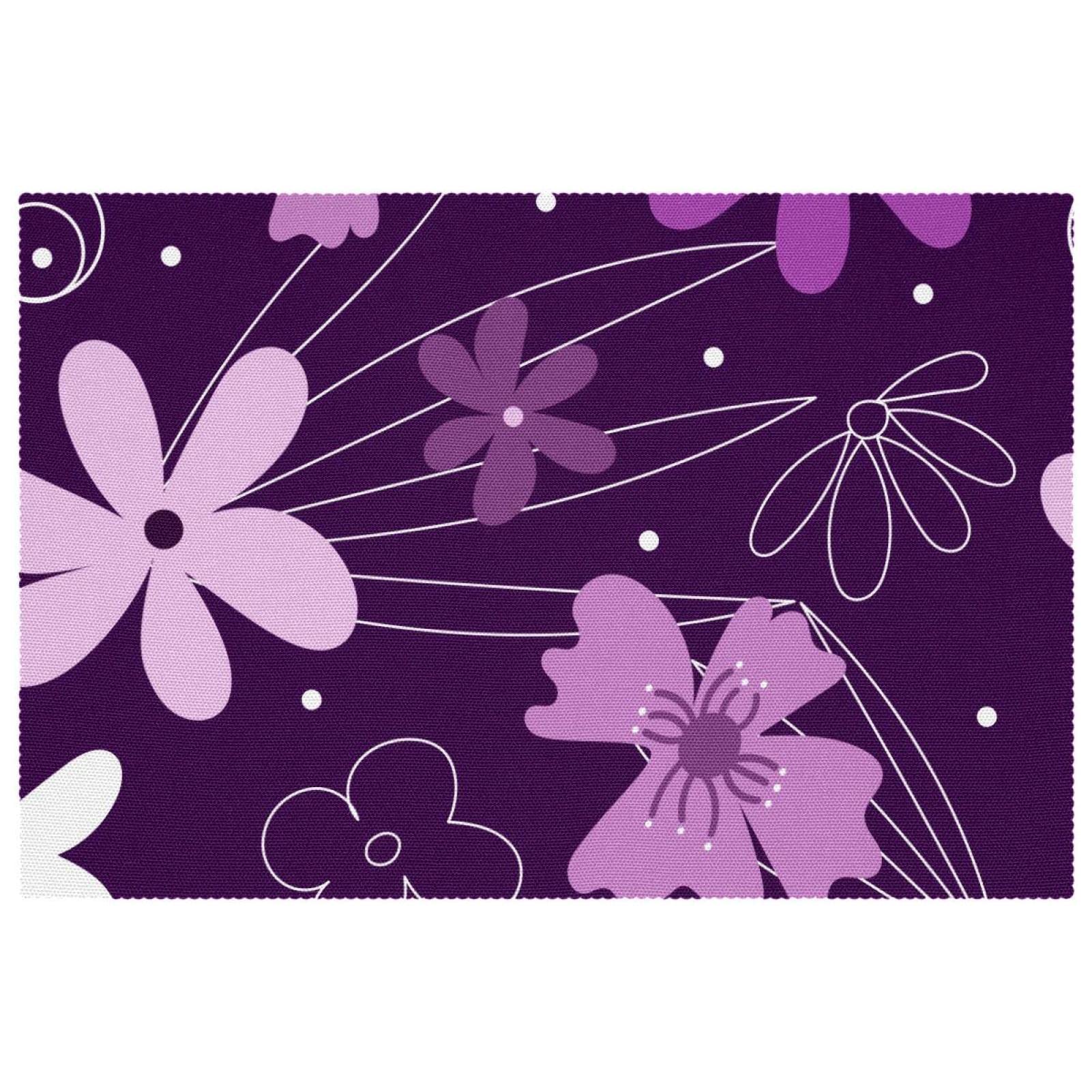 Set de table abstrait pour repas de famille moderne motif floral violet lavable