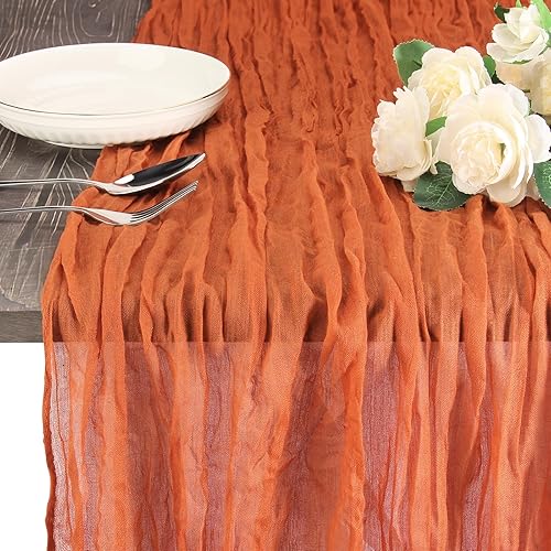 ZOUTOG - Paquete de 6 caminos de mesa de estopa, camino de mesa de 10 pies para fiesta, 35 x 120 pulgadas, rústico, transparente, bohemio,