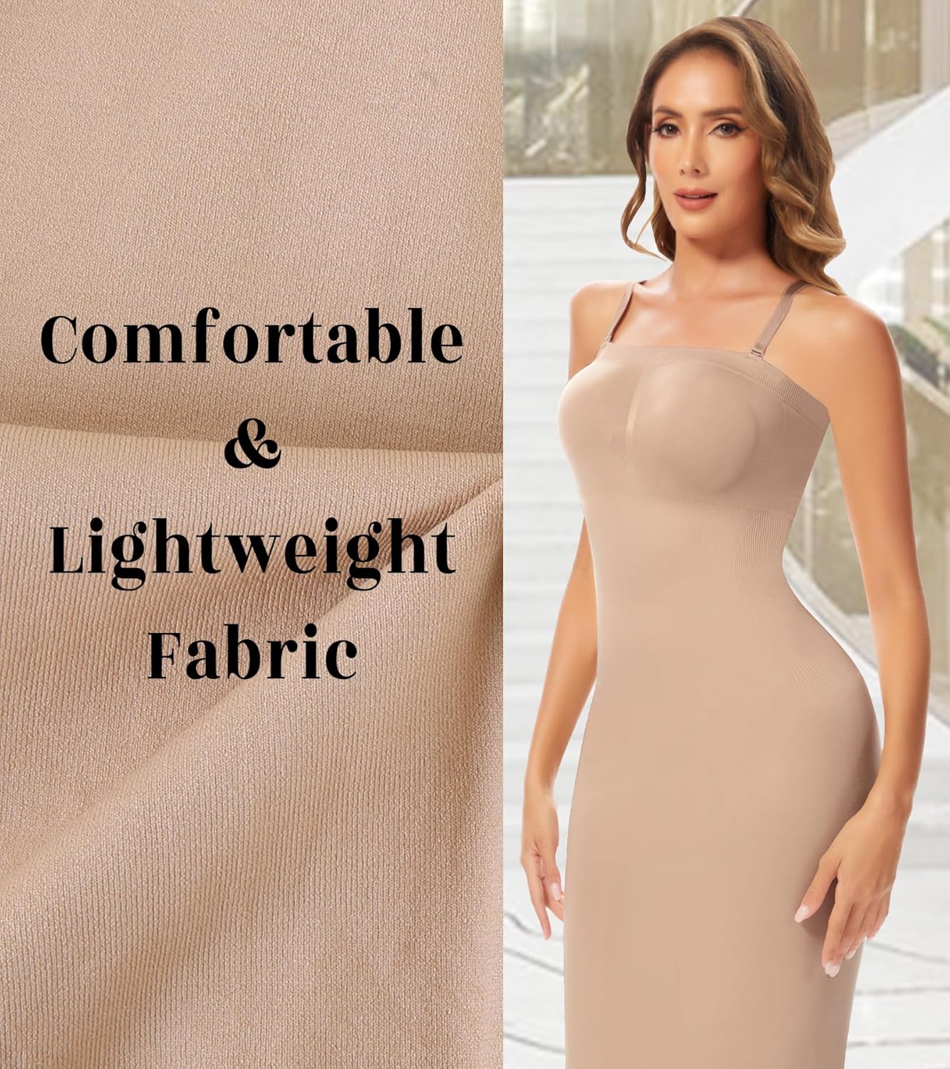 Slip Dress for Women Strapless Slip for Under Dresses Tummy Control Full Slip Body Shaper - Image 5