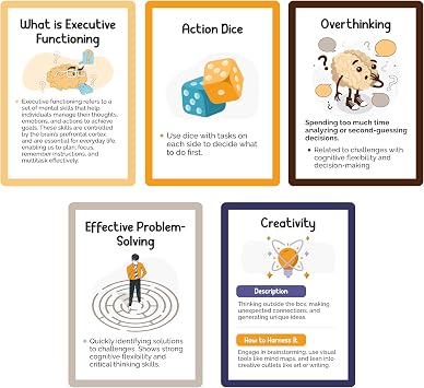 ADHD Executive Functioning Toolkit - ADHD Coping Flash Cards for Self Regulation - Therapy Tools & Activities for Managing Neurodivergence - ADHD Superpower Flashcards - ABA Therapy Materials